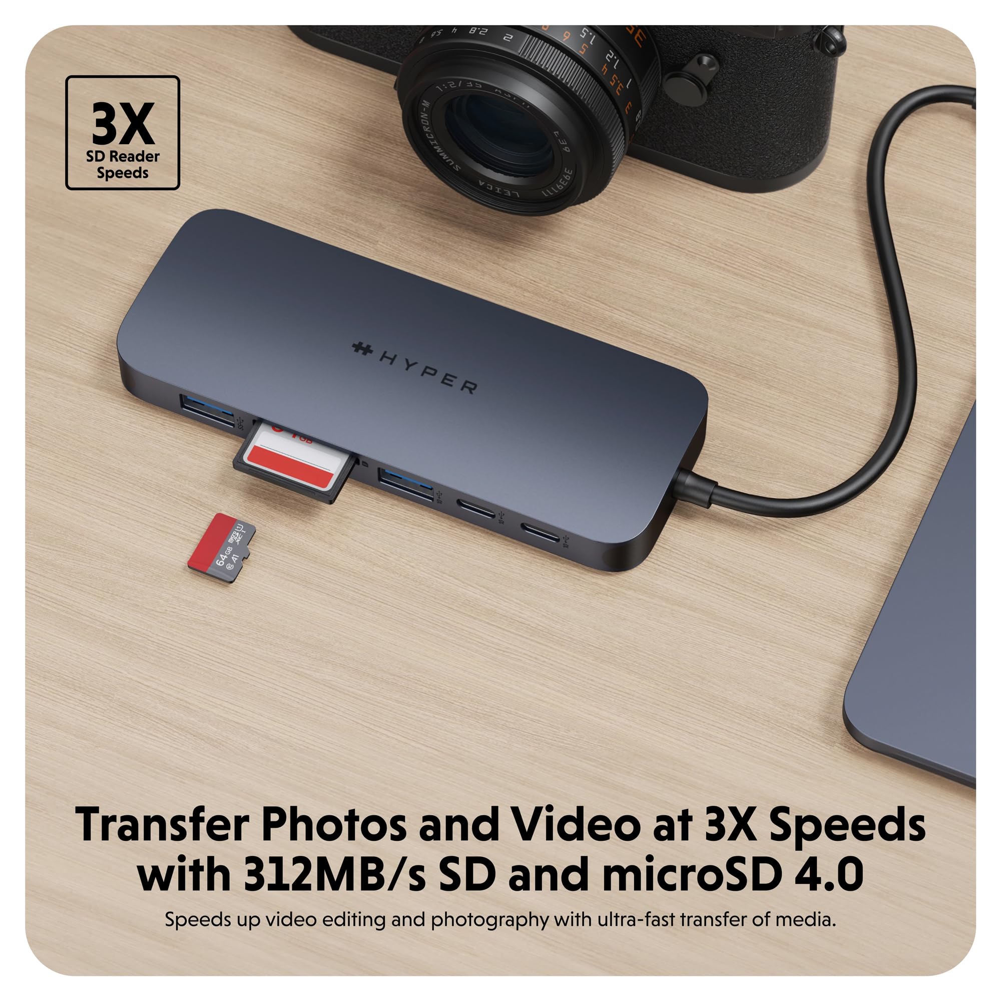 HyperDrive Next 10-Port USB-C Hub for MacBook, PC & Chromebook - 4K60Hz HDMI, 2x USB-A, 10Gbps USB-C, 140W PD, SD/microSD Reader, Ethernet, 3.5mm Audio - Perfect for Home Office, Remote Work & Multi-Monitor Setup