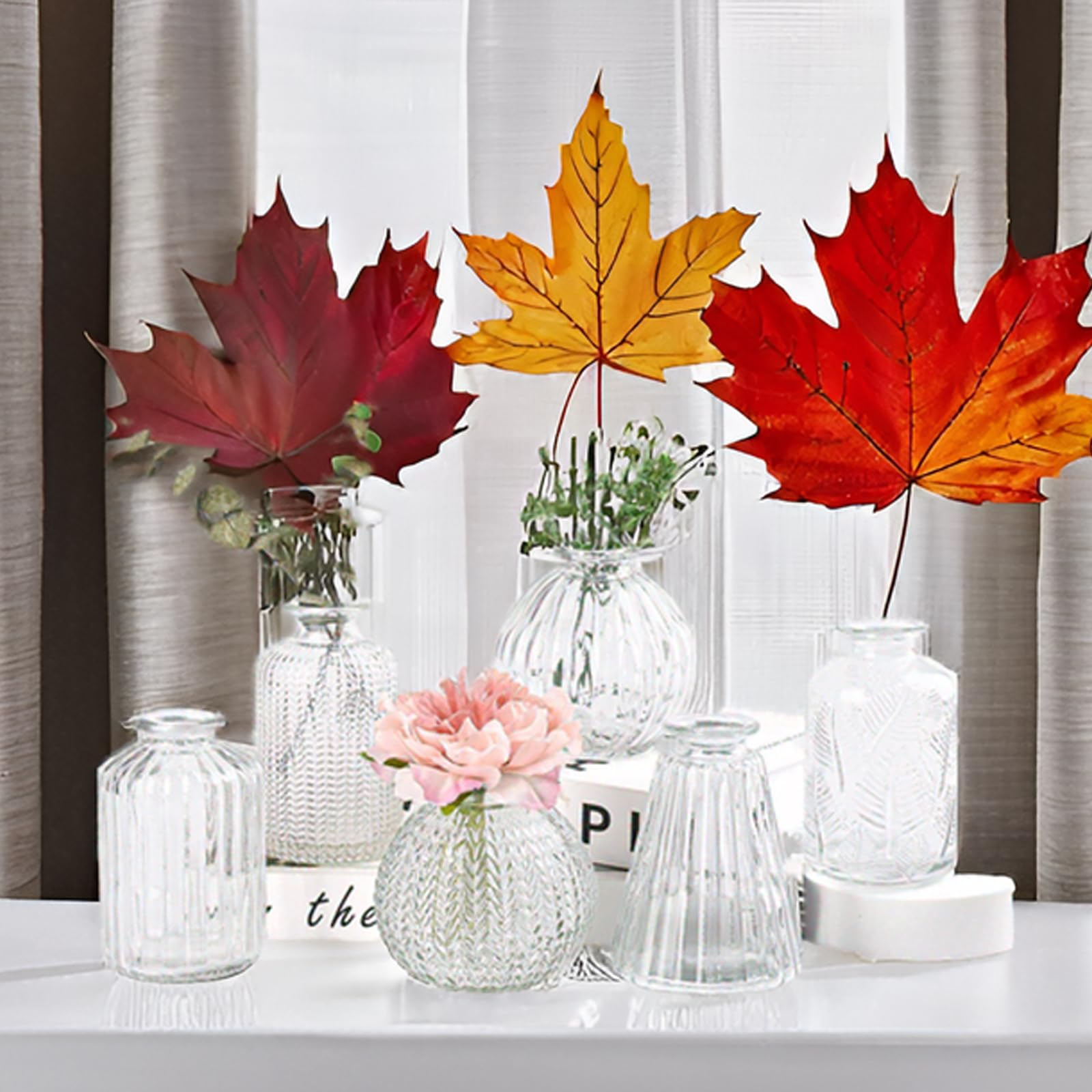 EylKoi 6-Piece Set Small Glass Flower Vases - Clear Bud Vases in Different Shapes for Weddings, Home Decor & Table Centerpieces | Perfect for Wedding Decorations, Home Events & Floral Arrangements