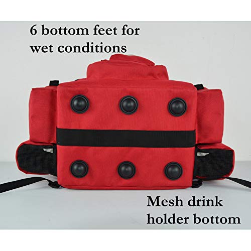 Disc Golf Cooler Backpack Bag - 13 to 22 Disc Capacity with Removable Insulated Cooler for 6-Pack, Adjustable Straps, Perfect for Tournaments & Outdoor Adventures (Red)