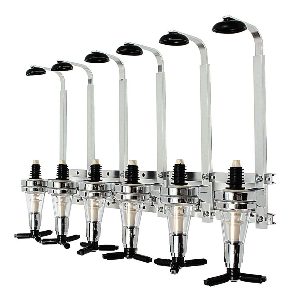 YXBDN 6-Bottle Wall Mounted Wine Rack - Space Saving Bar Holder for Wine, Liquor, Beer & Soda Bottles - Perfect for Home Bars, Restaurants & Kitchen Organization (6-Bottle Set, Black)