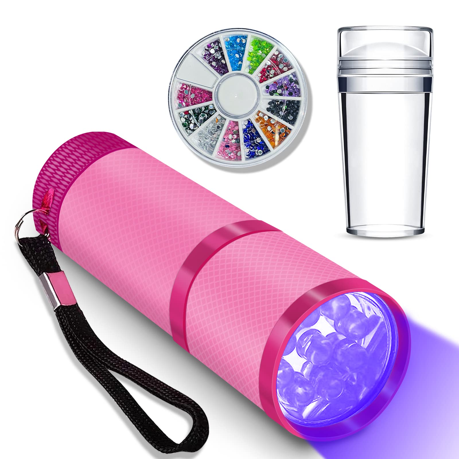 Professional Mini UV LED Nail Lamp - 9W Portable Gel Nail Dryer with French Stamper for Home & Salon Use | Quick Curing for Gel Polish, Acrylics & Nail Art | Compact Design (Pink) | Perfect for Travel, DIY Manicures & Professional Nail Services