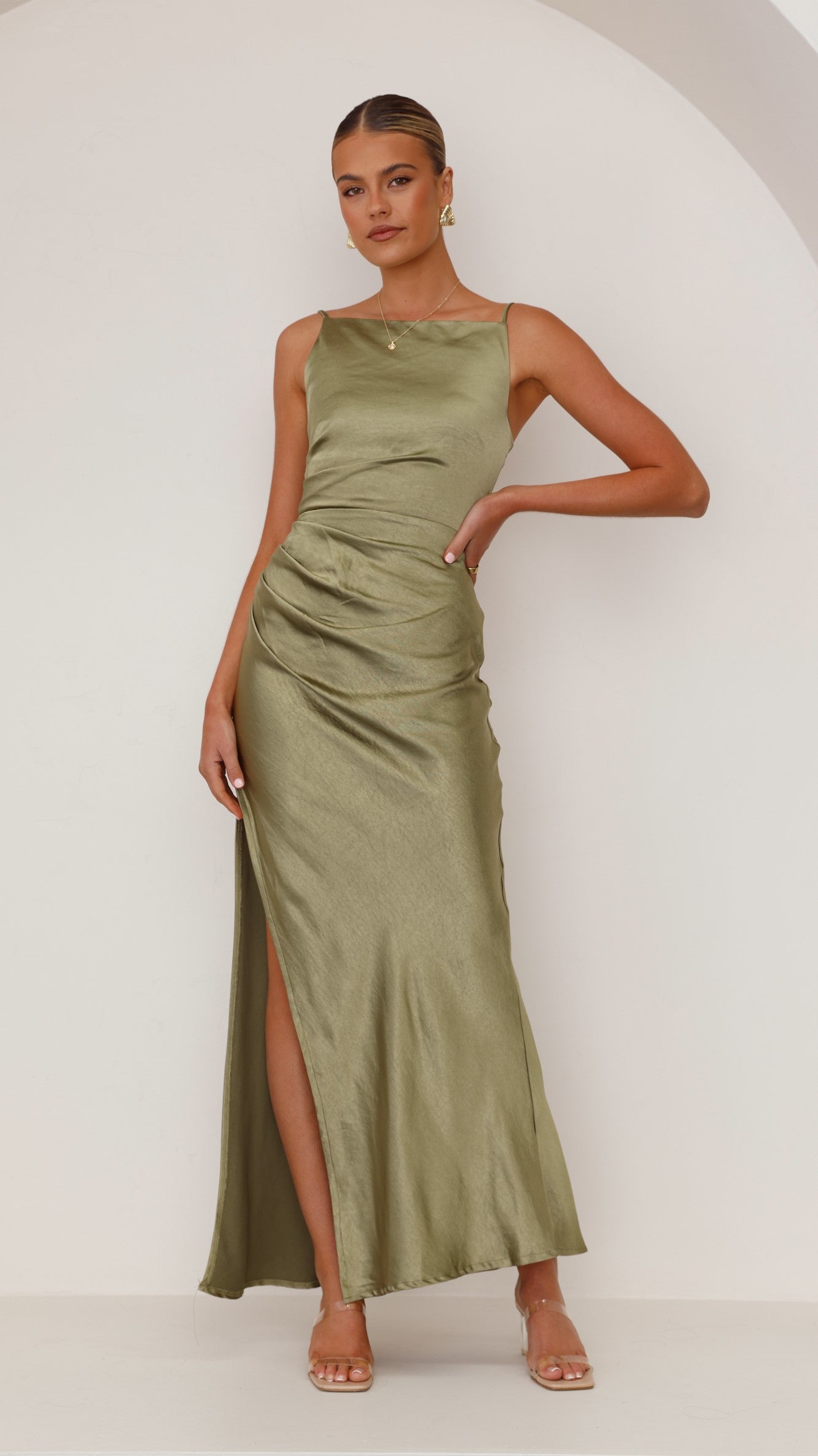 Ava Maxi Dress for Women - Flowy Olive Green Long Summer Dress - Perfect for Beach, Vacation & Casual Wear