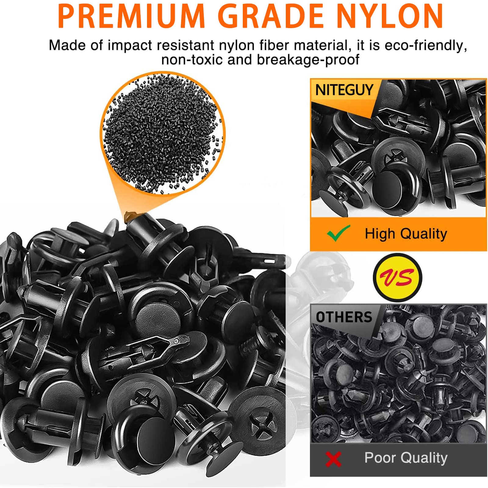1595PCS Car Push Retainer Clips & Door Panel Trim Clamp Kit - 40 Most Popular Sizes Nylon Bumper Fender Rivets Kit with 10 Cable Ties for GM Ford Toyota Honda Chevrolet BMW Benz Audi Nissan Mazda - Perfect for Auto Body Repair, Interior Trim Fixing and DIY Car Maintenance