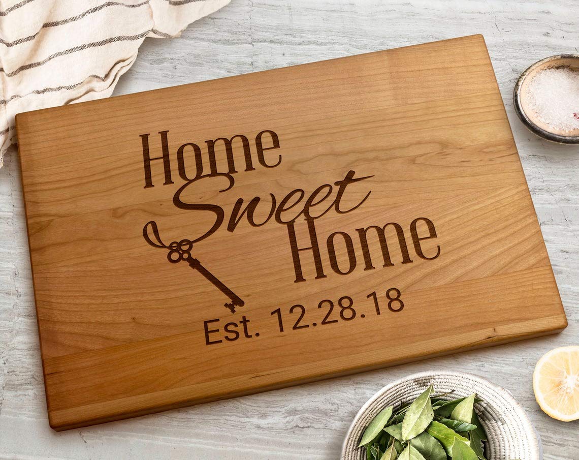 Personalized Wooden Cutting Board - Unique Housewarming Gift for Men, Women, Couples & Newlyweds - Custom Home Decor for New Apartments & First Homes - Perfect for Kitchen, Wedding & Anniversary Gifts - Engraved 
