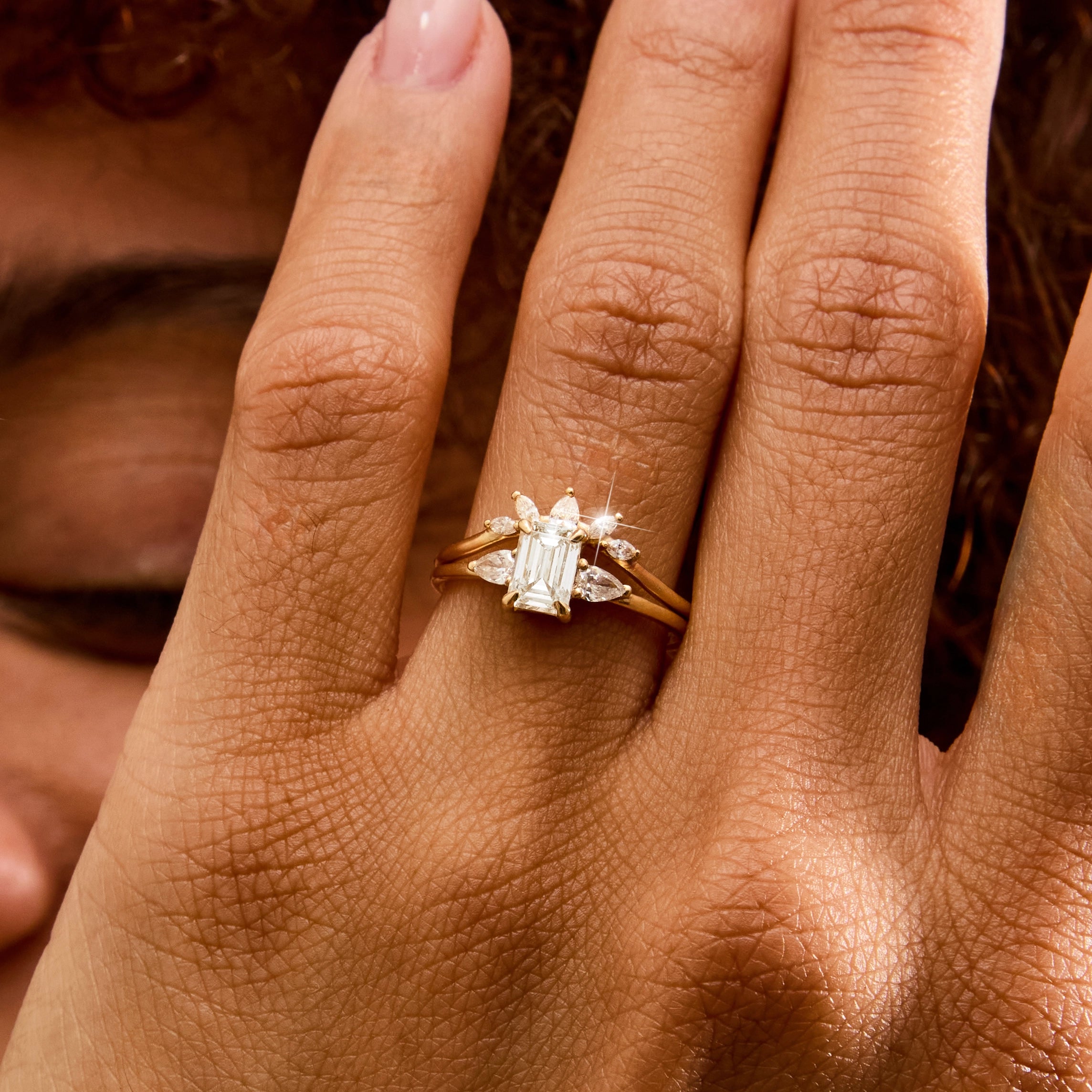Glacial Promise Unique 14K Yellow Gold Step Cut Diamond Ring – Perfect for Engagement, Anniversary & Special Occasions