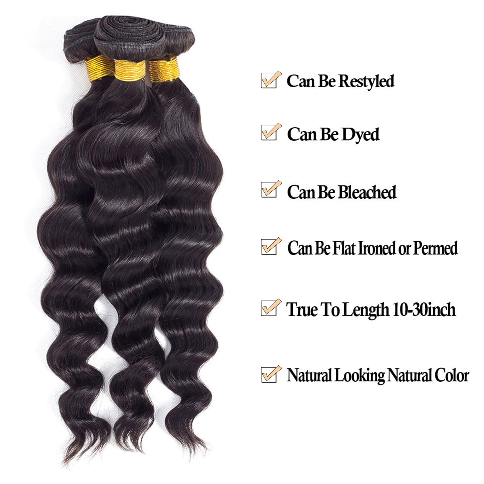 Royal Impression 12A Loose Wave Bundles - 100% Unprocessed Brazilian Virgin Human Hair Weave (24