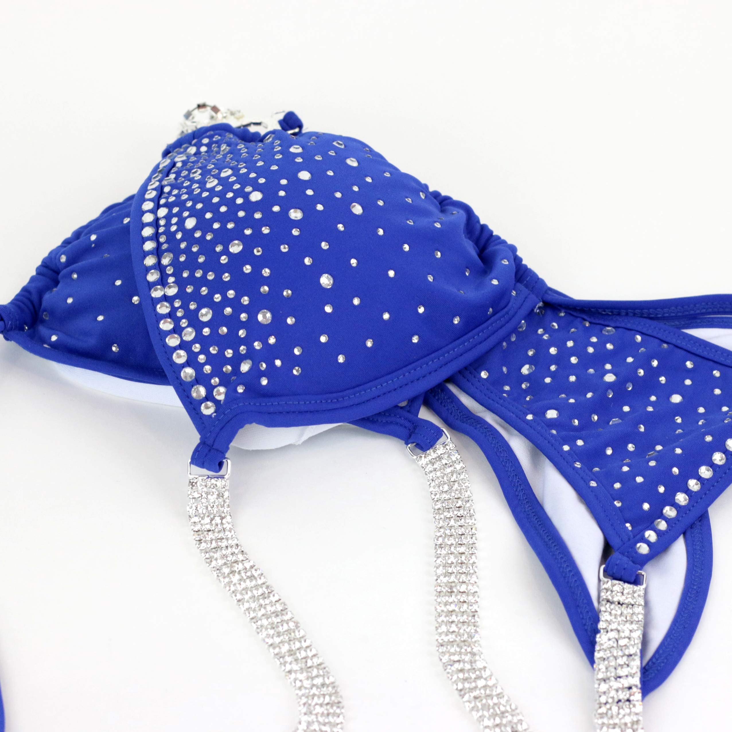 IFBB Competition Bikini Suit - NPC Approved Scrunch Posing Suit in Sapphire Blue | Women's Bodybuilding Swimwear for Stage Performance & Fitness Shows