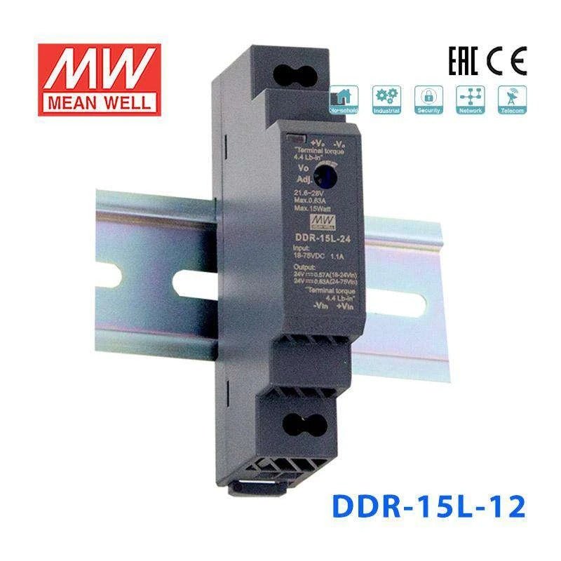 Mean Well DDR Series LED Power Supply 18-75V DC Output, 15-60W Input - Perfect for LED Strip Lights, Signage, and Commercial Lighting Applications