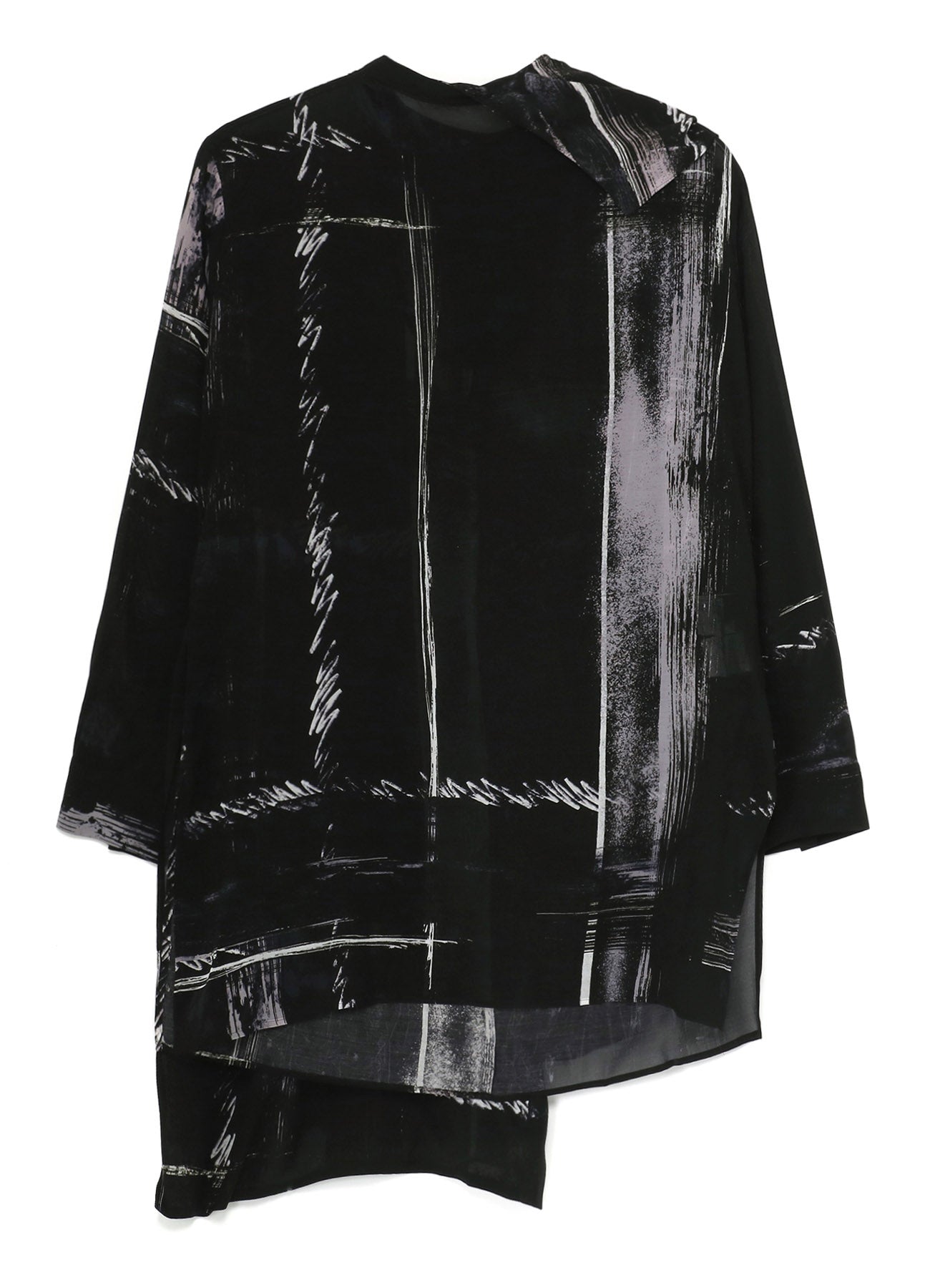 CU/ LAWN BLURRED CHECK BACK TIE BLOUSE - Stylish Women's Casual Button-Up Shirt for Work & Summer Outfits