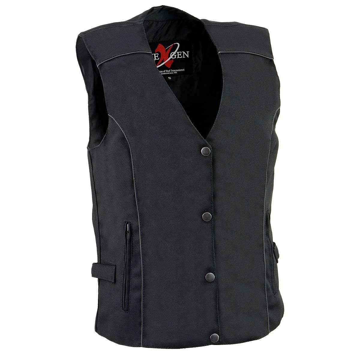 Milwaukee Leather SH1955 Women's Black Textile Vest with Wing Embroidery - Stylish Motorcycle Riding Gear for Ladies Biker Fashion