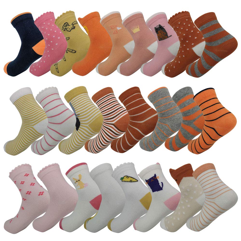 10 Pairs Kids Cotton Comfort Mid-Cut Socks for Boys & Girls - Soft Breathable Seasonal Socks for Fall, Winter & Spring - Perfect for School, Sports & Everyday Wear