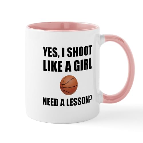 White/Pink Inside - Like A Girl Basketball Mugs
