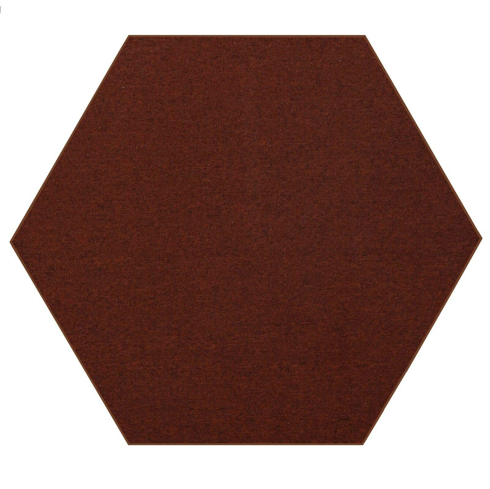 Premium Modern Indoor/Outdoor Commercial Solid Color Hexagon Rug - Rust, 9' Non-Slip Pet & Kid Friendly Rug - Made in USA - Perfect for Living Room, Patio, Wedding Events & High Traffic Areas