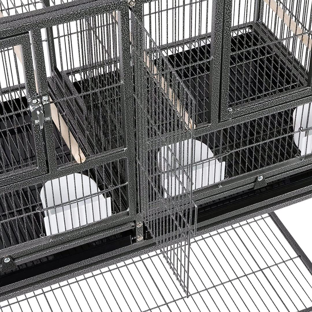Double Stackable Center Divided Side Nesting Box Doors - Bird Breeding Cage for Aviaries, Canaries, Cockatiels, Lovebirds, Finches & Budgies - Perfect for Small Parrot Breeding & Flight Training
