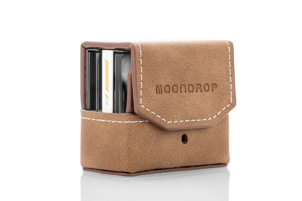 MOONDROP Premium Leather Case for Space Travel Headphones - Protective Travel Storage Pouch for Wireless Earbuds - Perfect for Airplane, Commuting & Gym Use