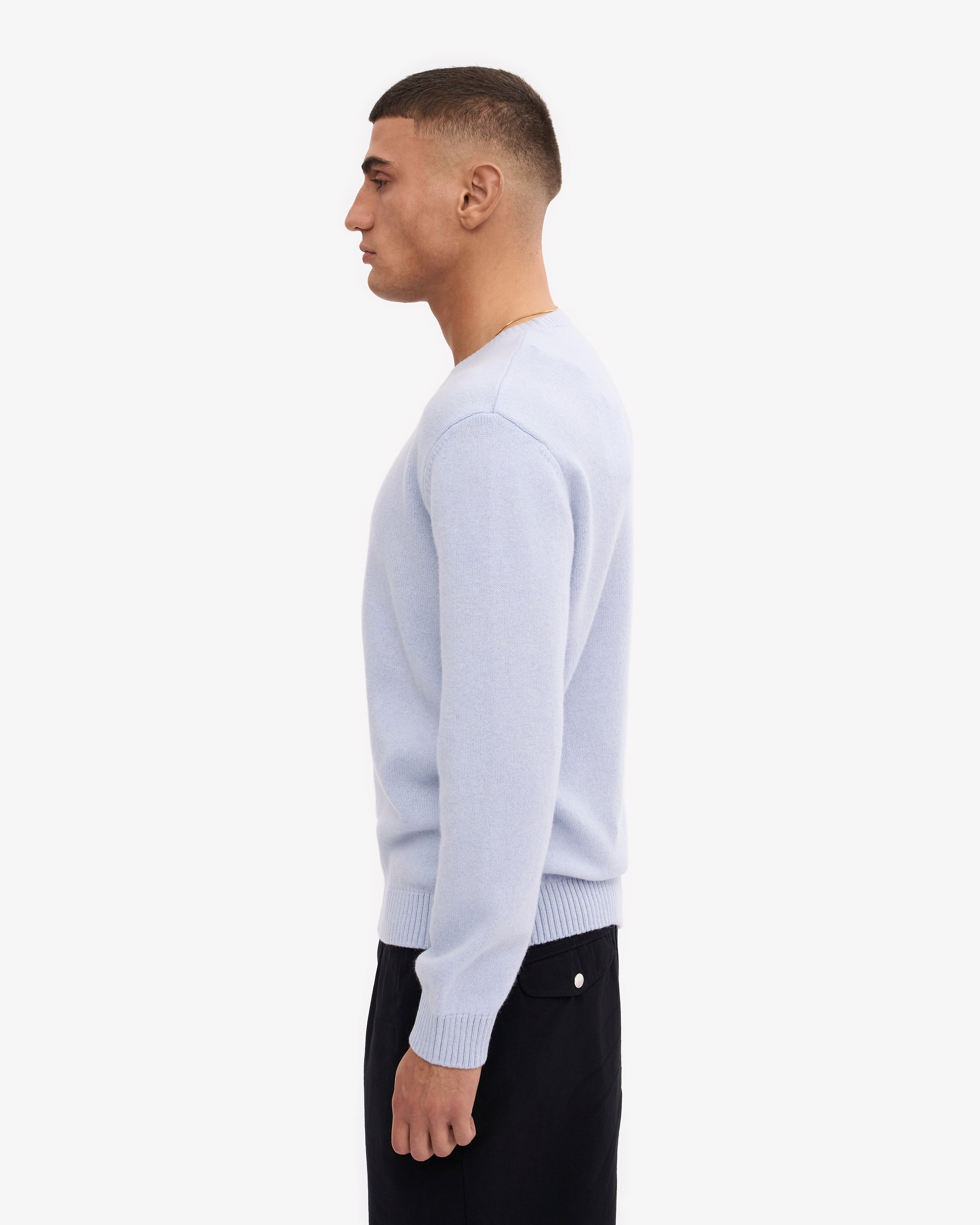 Classic Merino Wool Crew Neck Sweater for Men - Soft Polar Blue Winter Pullover - Perfect for Casual Wear, Office & Outdoor Activities