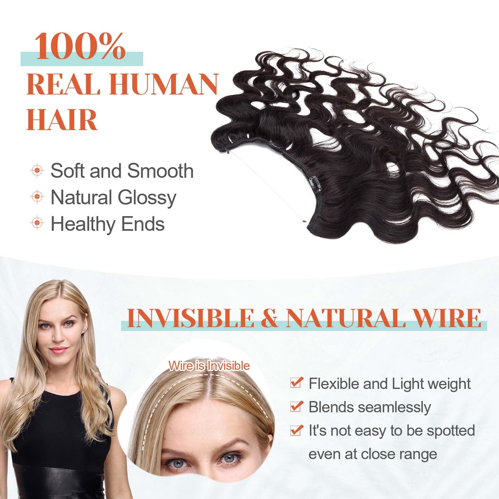 Benehair Miracle Wire Hair Extensions for Women - 22