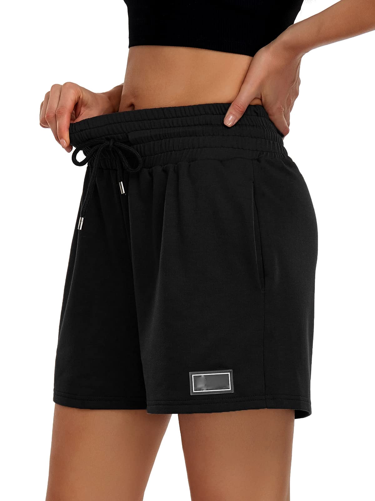 EUISVI Women's Summer Casual Athletic Shorts with Drawstring Waist & Pockets - Breathable Running Gym Workout Shorts for Yoga, Jogging and Outdoor Sports