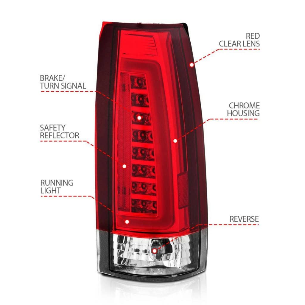 ANZO LED Tail Lights for GMC K3500 (1992-2000) - Chrome Housing with Red/Clear Lens Pair (Part #311346) | Durable & Bright Replacement for Truck Lighting | Perfect for Off-Roading, Night Driving & Vehicle Customization