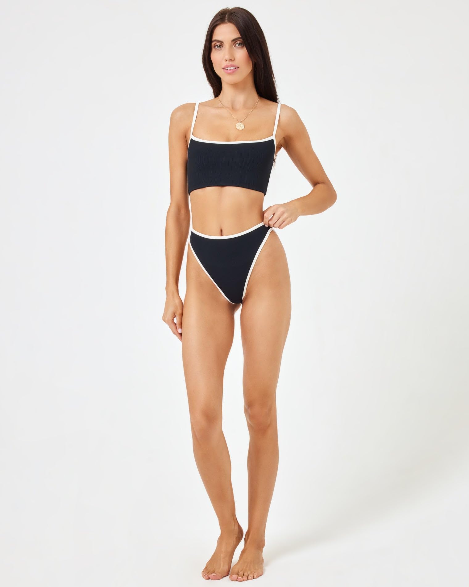 L*Space Ribbed Nora Bikini Bottom - High Waisted Swimwear for Women, Sexy Beach Bikini Bottoms, Perfect for Pool Party & Summer Vacation