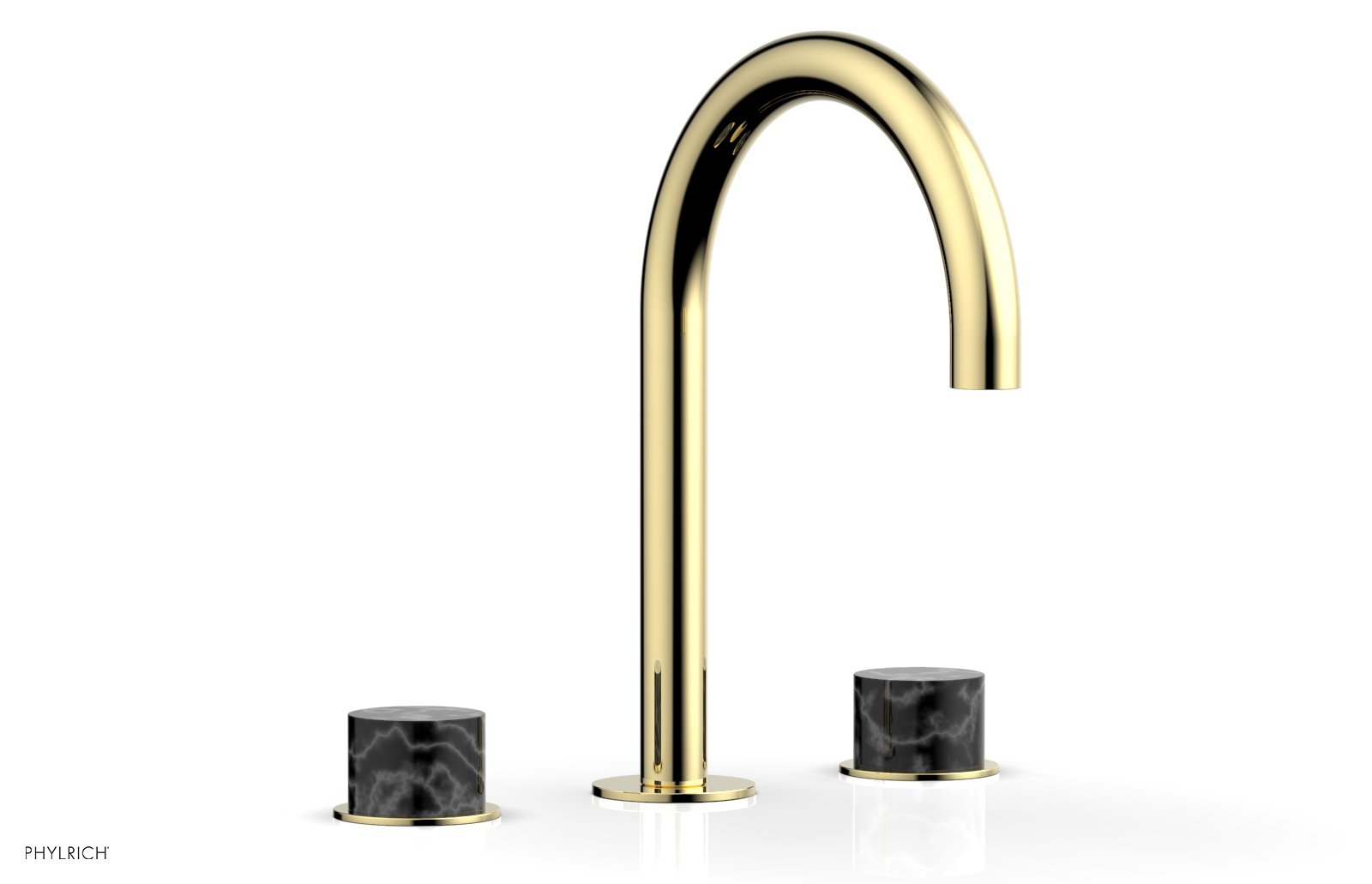 Premium BASIC II Widespread Bathroom Faucet with Black Marble Handles - 8 Inch Centerset, Matte Black Finish for Modern Vanities - Perfect for Guest Bathrooms & Powder Rooms