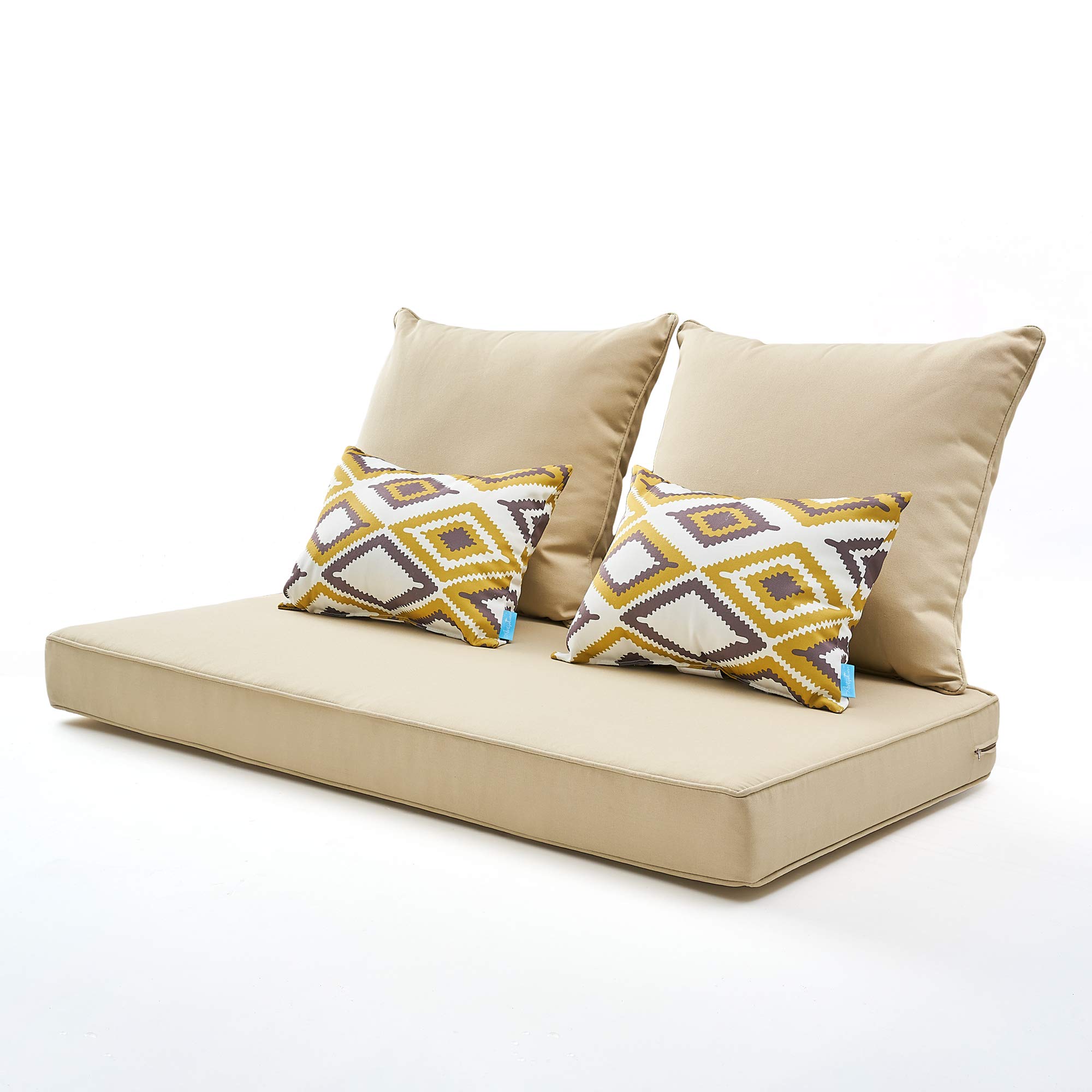 ARTPLAN All-Weather Outdoor Loveseat Cushions Set of 5 - Waterproof Patio Deep Seating Cushions for Garden, Deck & Poolside Furniture - Perfect for Relaxing Outdoors