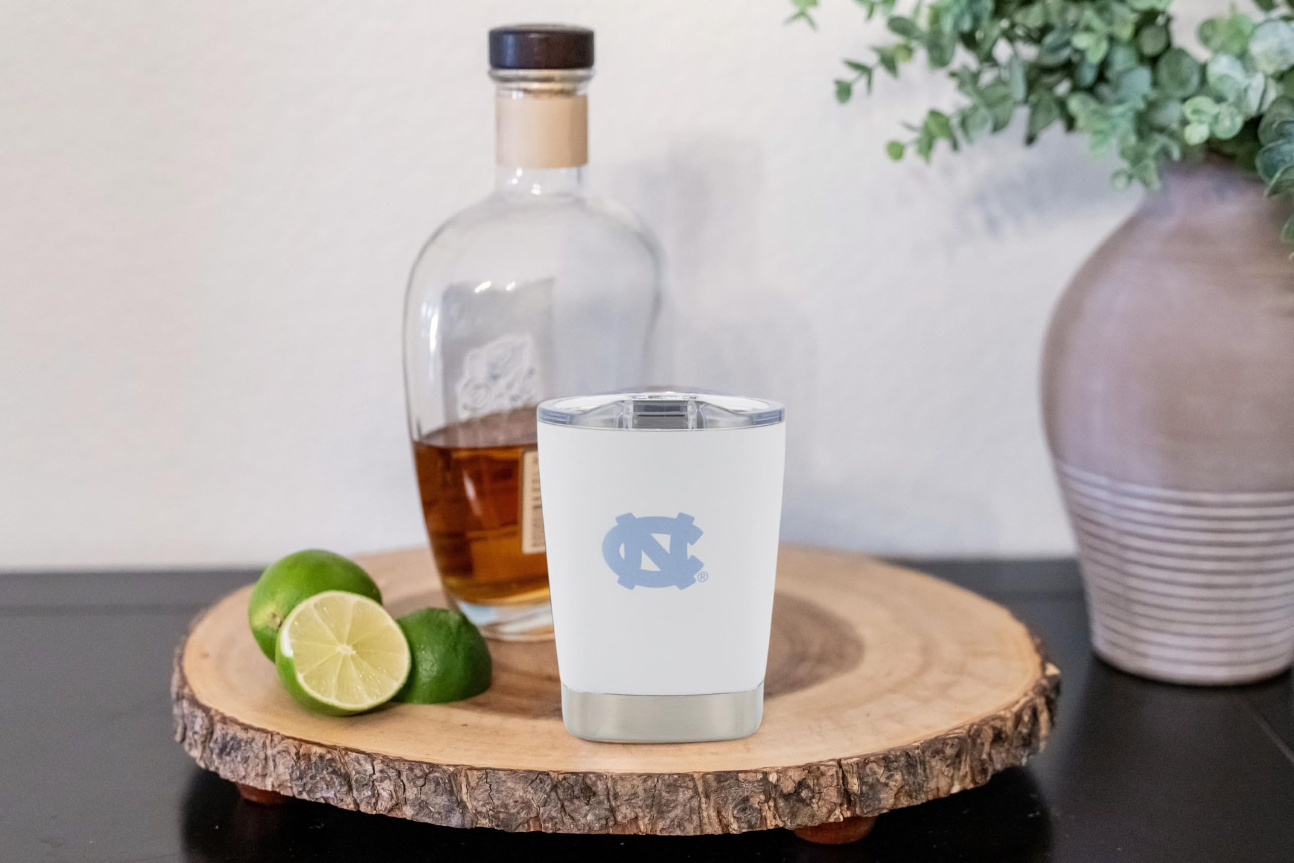 NCAA 12 oz Stainless Steel Tumbler with Lid - Insulated Wine & Whiskey Glass for Game Day, Tailgating & Outdoor Events (North Carolina Tar Heels)