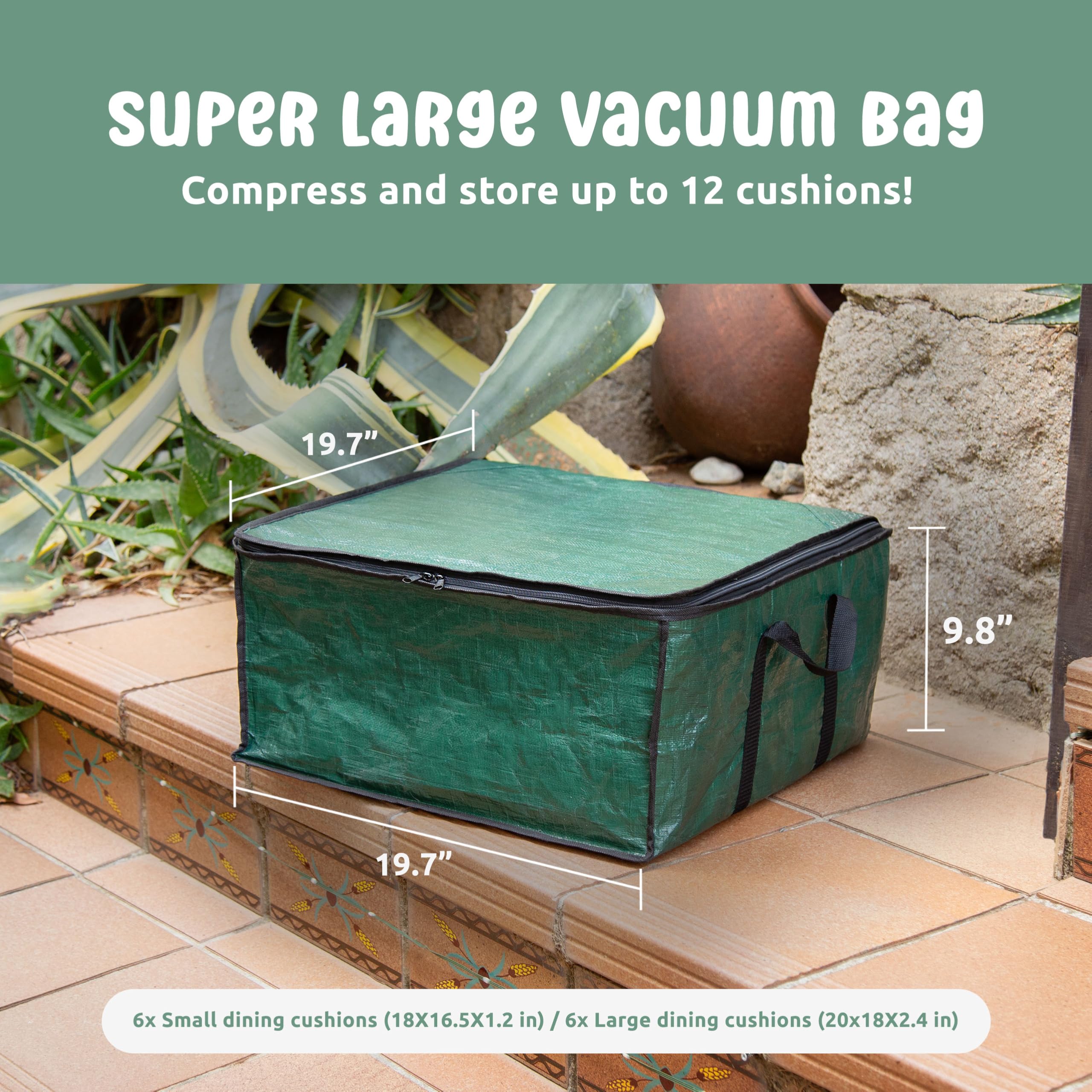 2-in-1 Vacuum Storage Bags with Weatherproof Box - Space Saving Solution for Small Dining & Patio Cushions | Compact Storage for Seasonal Decor, Travel & Home Organization