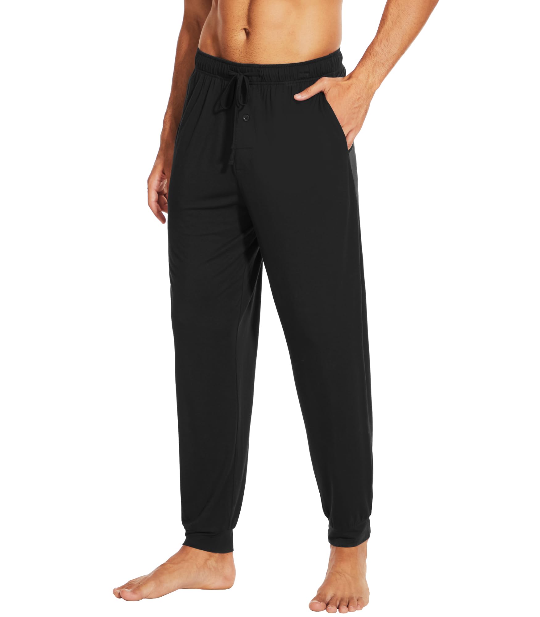 WiWi Men's Bamboo Viscose Pajama Pants - Soft Lounge & Sleep Joggers with Open Fly, Breathable Comfort for Nightwear & Relaxation (Sizes S-XXL) - Perfect for Lounging at Home, Travel & Cozy Nights