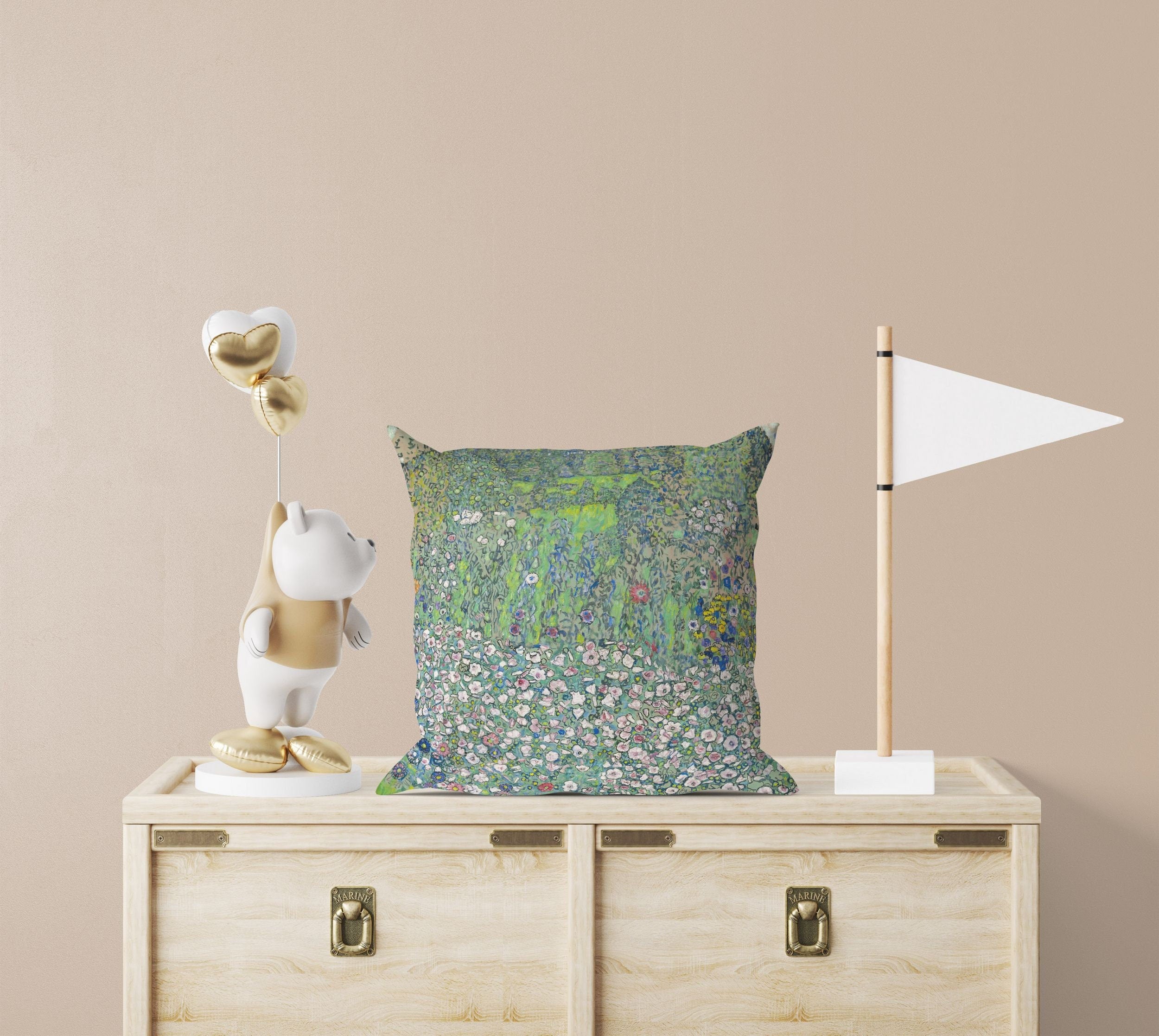 Gustav Klimt Famous Art Garden Landscape With Hilltop Decorative Throw Pillow Cover 22x22 Inches - Abstract Art Cushion Case for Sofa, Bed, Living Room Decor