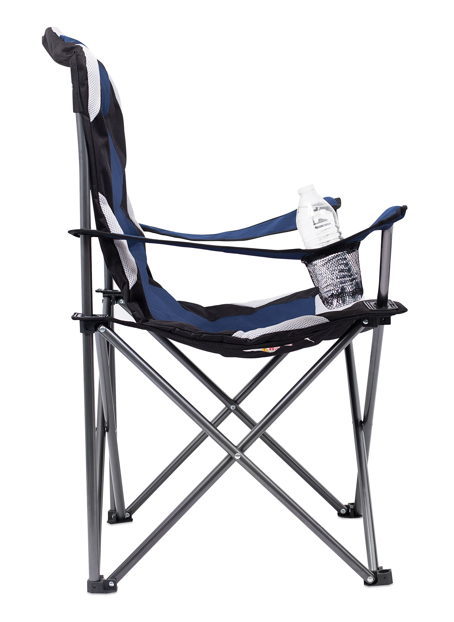 Premium Padded Camping Folding Chair with Cup Holder - Ultra Comfortable Portable Outdoor Chair for Beach, Park, Sports & Picnics - Includes Carry Bag - Navy Blue (1-Pack) - Perfect for Camping, Tailgating, Backyard Relaxation & Outdoor Events