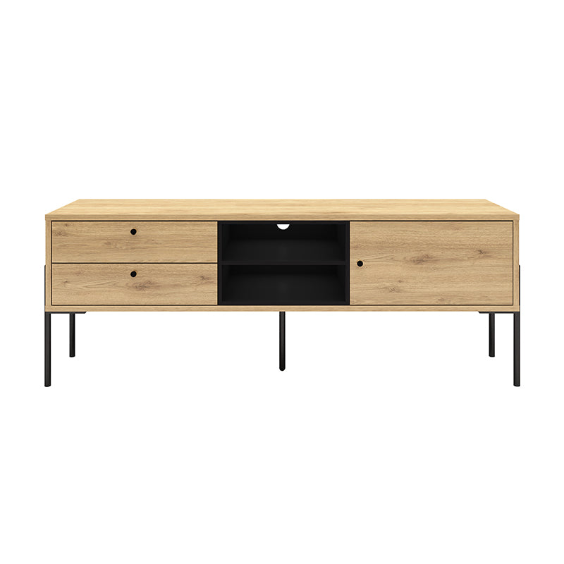 Modern PUNTO Entertainment TV Stand - 1.5M Natural Wood Media Console for Living Room - Perfect for 65 Inch TV, Gaming Setup & Home Theater Organization