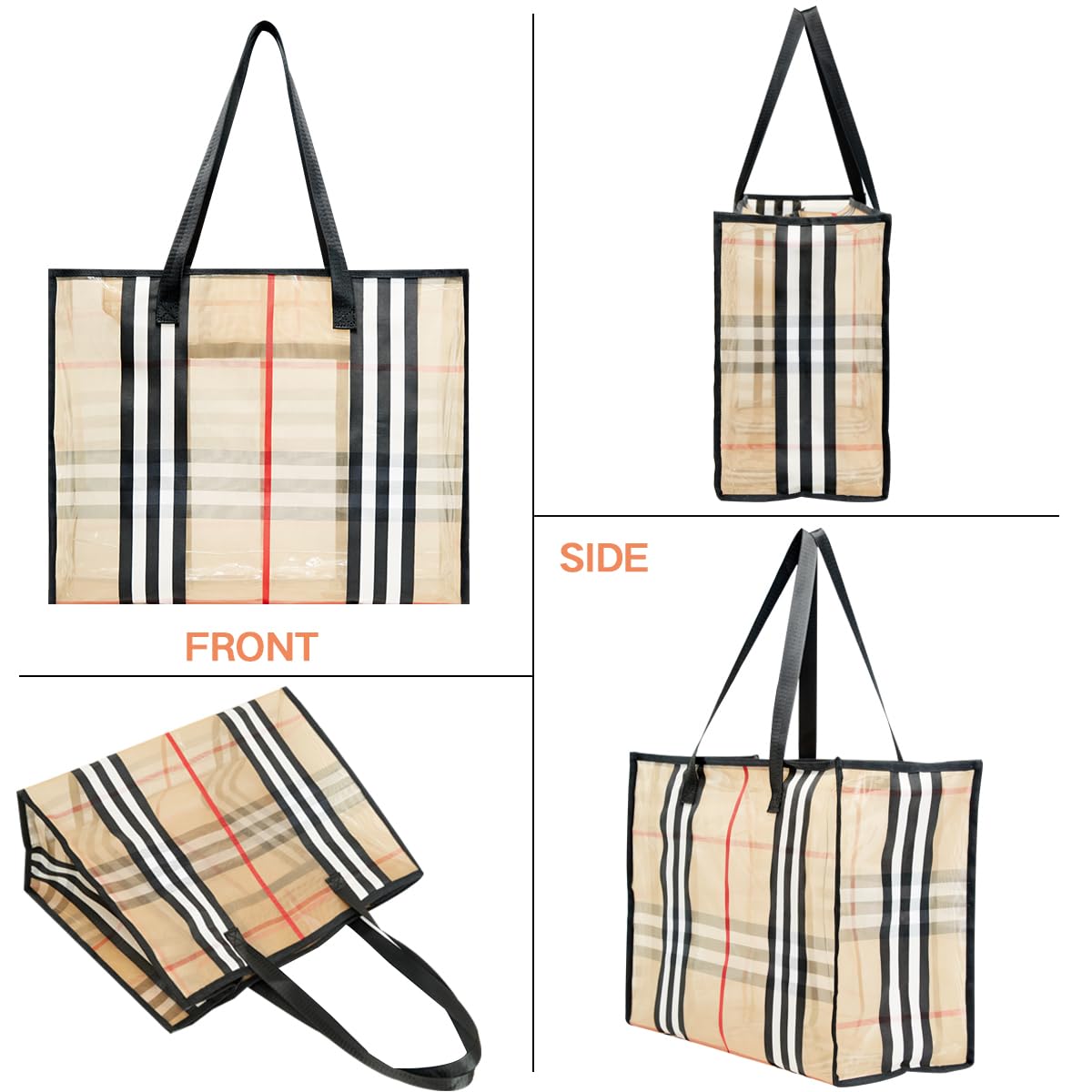 Large Clear Tote Bags for Women - Waterproof Beach Bag, Gym & Shopping Tote - Perfect for Swimming, Travel & Daily Use