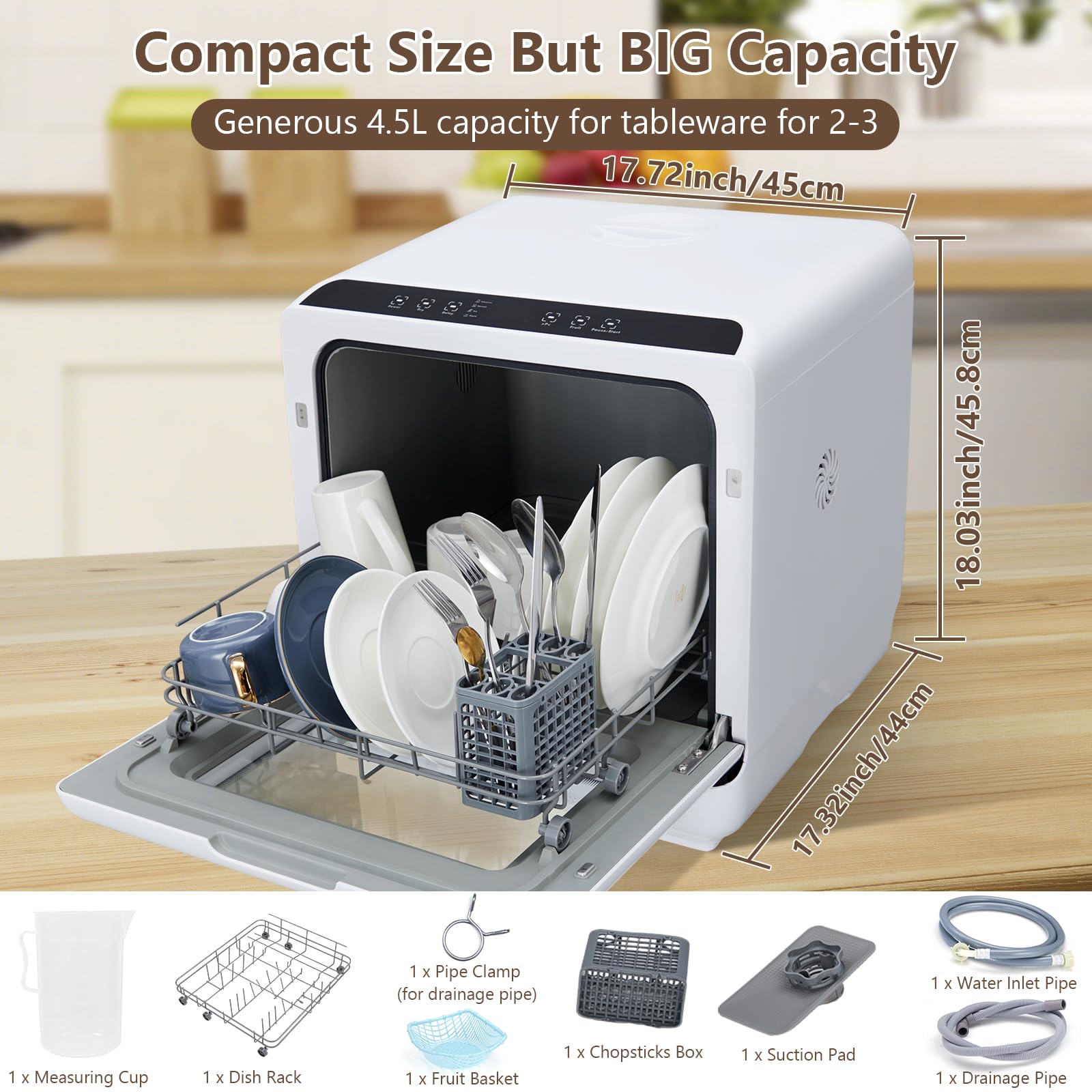Portable Countertop Dishwasher with Built-in Water Tank - 5 Wash Programs, Dual Spray Arms, 149℉ High-Temperature & Air Dry - Compact Dishwasher for RVs, Apartments, Dorms, Small Kitchens - Perfect for Camping, Tiny Homes & Limited Space Living