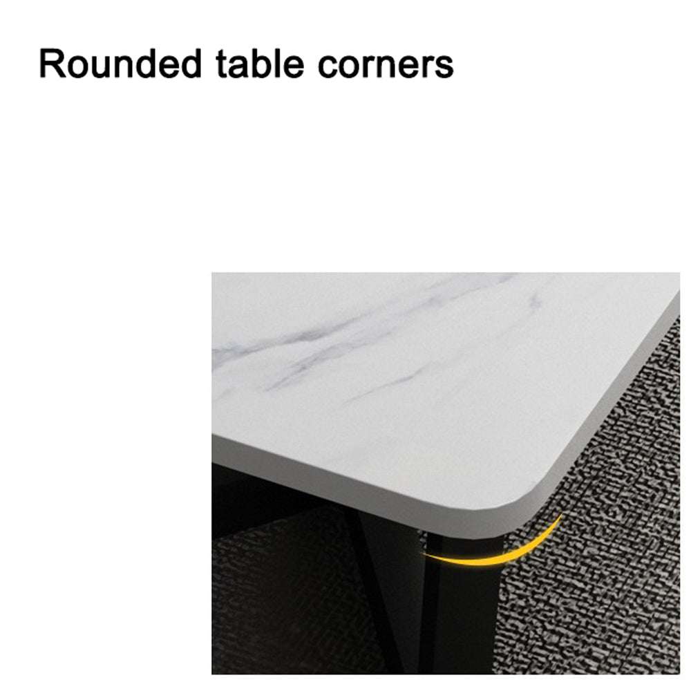 120x60cm Matte Grey Minimalist Slate Coffee Table - Modern Marble Tea Table for Living Room, Rectangle Cocktail Side Table with Solid Metal Legs - Perfect for Small Spaces, Apartments & Lounge Decor