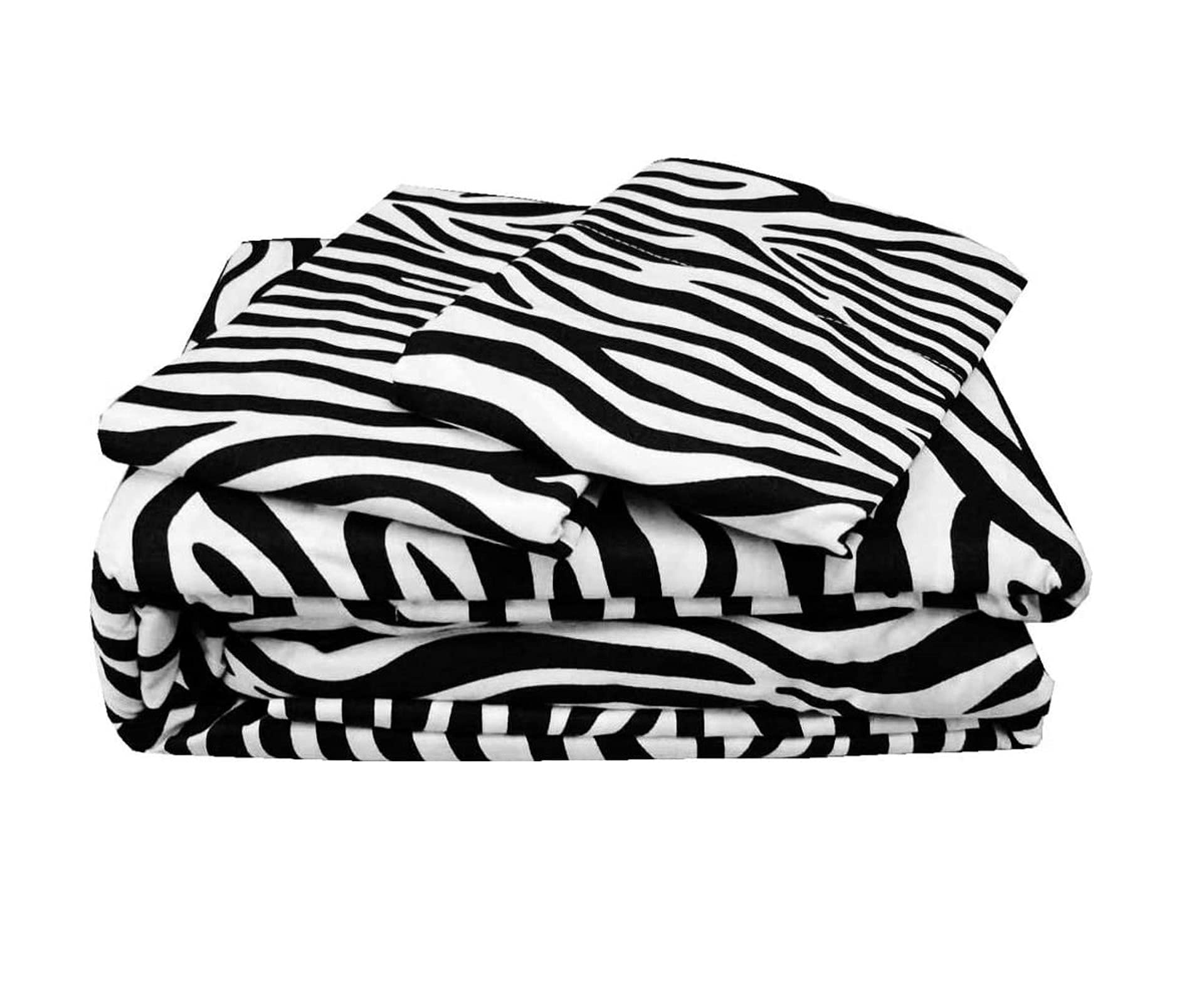 Luxury 600-Thread-Count Zebra Print California King Sheet Set - 100% Egyptian Cotton, Super Soft, Cooling & Breathable - 4-Piece Deep Pocket Bedding for 12