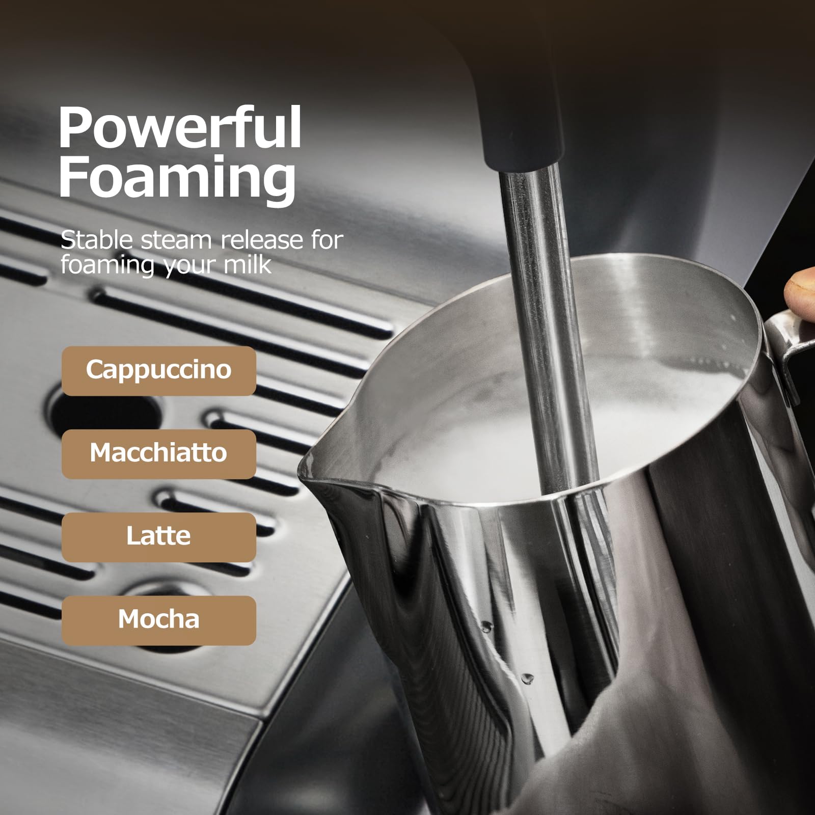 20 Bar Semi-Automatic Espresso Machine with Built-in Grinder & Milk Frother - Professional Home Coffee Maker for Macchiatos, Cappuccinos & Lattes - Perfect Gift for Coffee Lovers & Parents - Ideal for Home Cafes, Office Use & Holiday Gifting