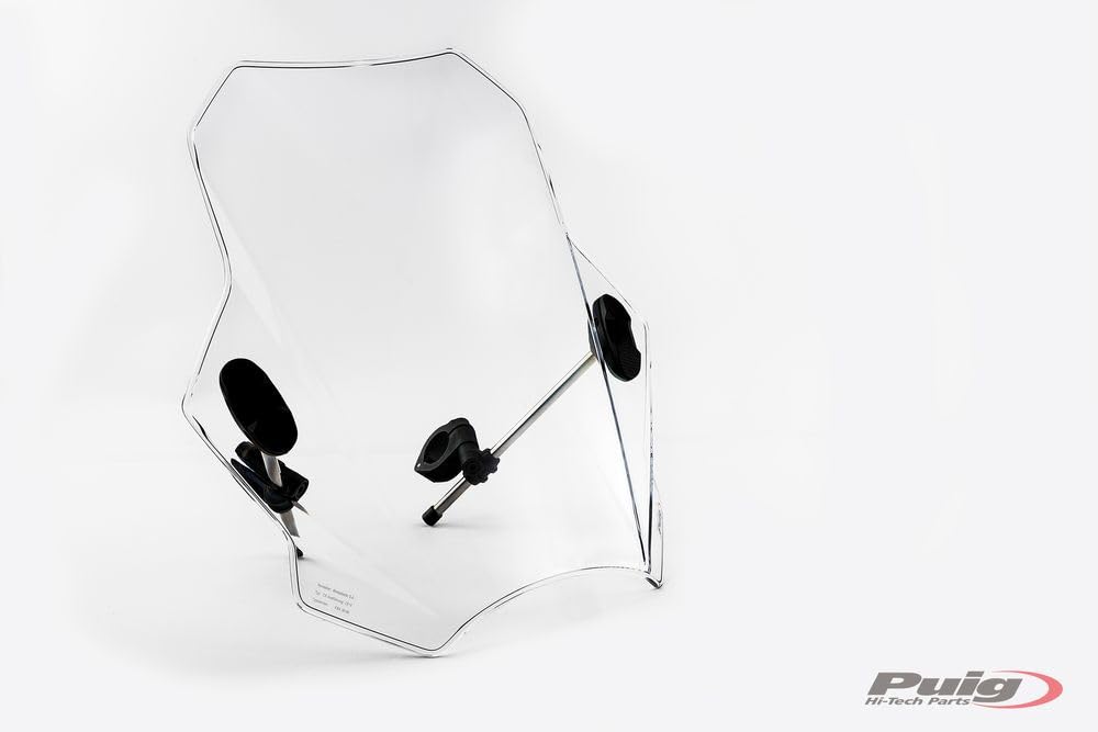 Puig Universal Windshield MOD. BAT 8088W - Clear Motorcycle Windshield for Harley, Honda, Yamaha - Perfect for Touring, Cruising & Long Rides