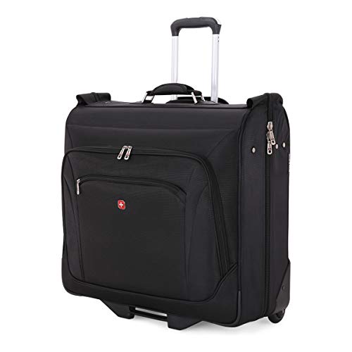 SWISSGEAR Full-Size Effortless Folding Wheeled Garment Bag - Rolling Travel Luggage for Men & Women (Black) | Perfect for Business Trips, Weddings & Air Travel