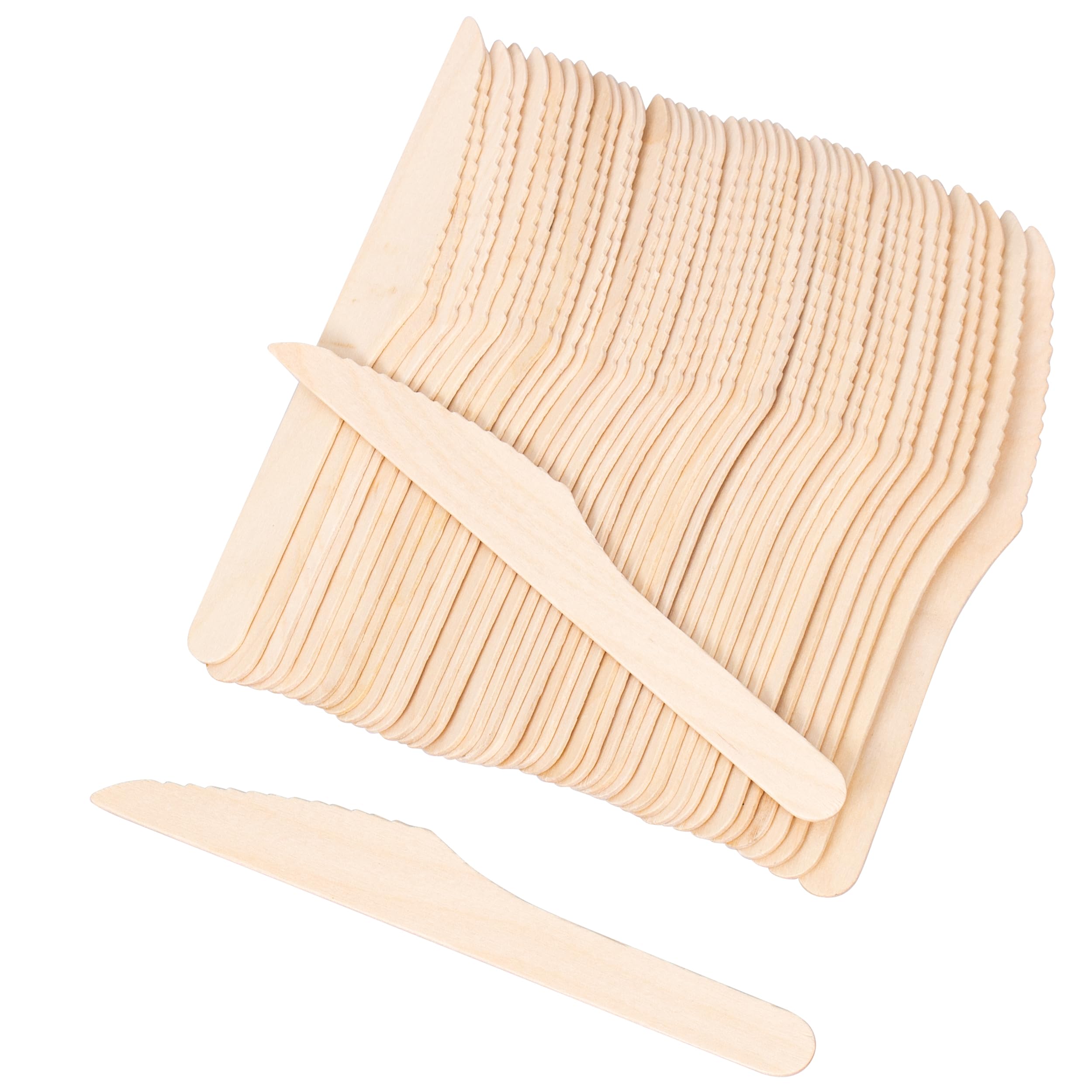 Eco-Friendly Disposable Wooden Knives - 300 Pack Biodegradable Cutlery, 6.3 Inch Wood Knives for Picnics, Camping & Parties | Sustainable & Earth Friendly