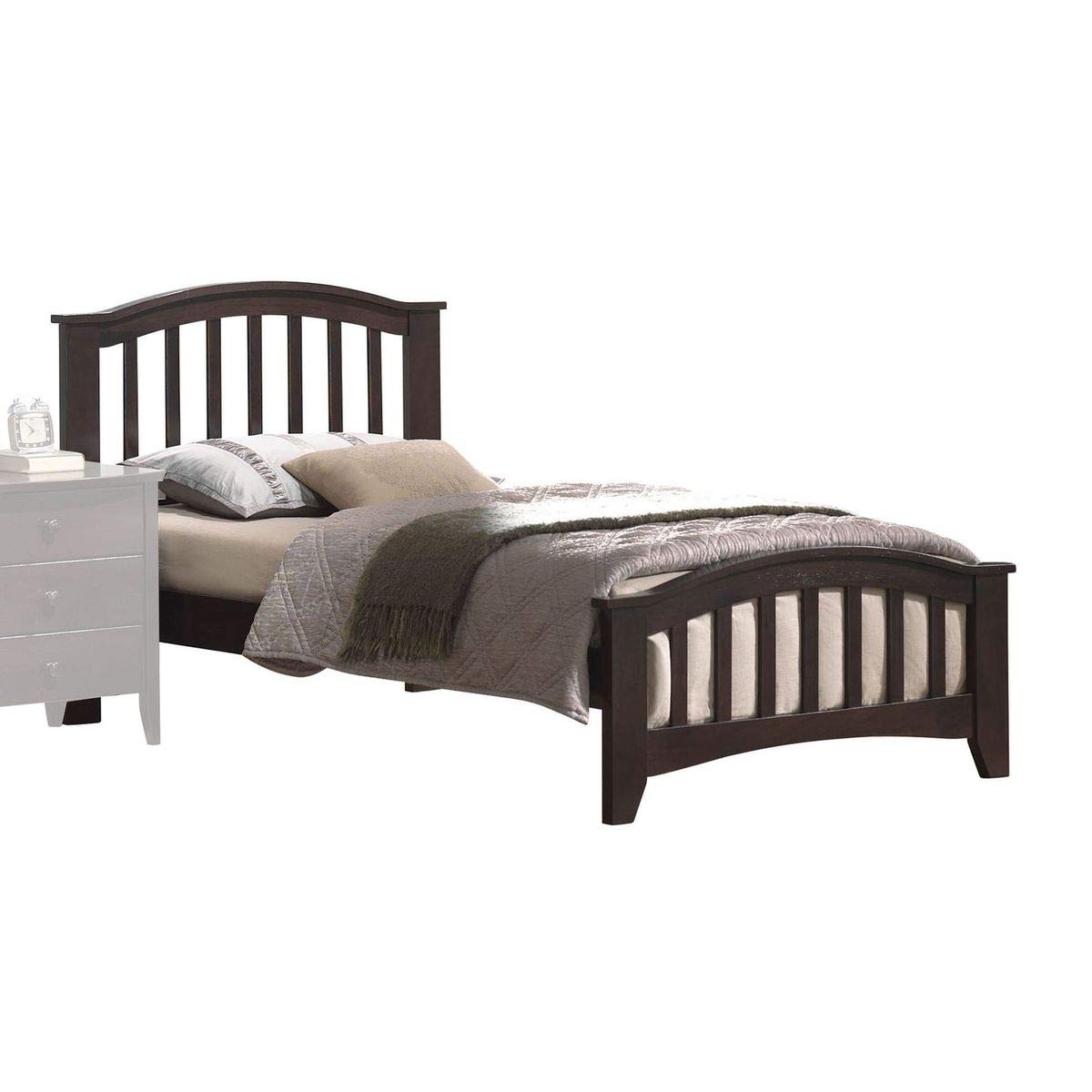San Marino Wood Panel Twin Bed Frame with Arched Headboard & Footboard - Transitional Style, No Box Spring Needed, Dark Walnut Finish | Perfect for Kids Rooms, Guest Bedrooms & Small Spaces