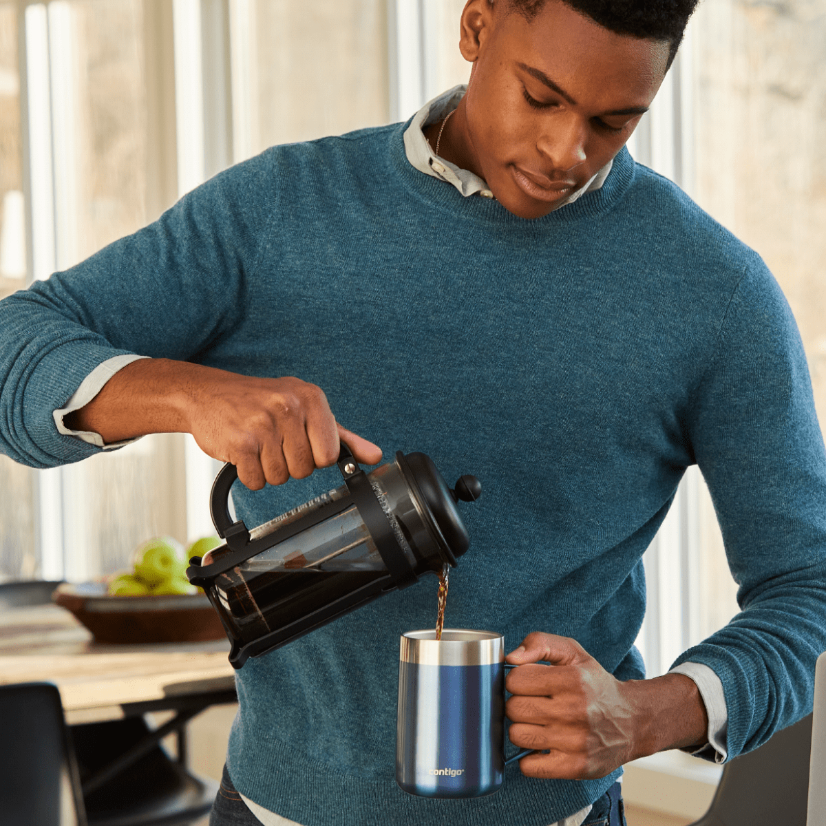 Contigo Insulated Stainless Steel Desk Mug 420ml (14oz) - Leak-Proof, BPA-Free, Keeps Drinks Hot/Cold for Hours - Perfect for Office, Home, or Travel - Blue