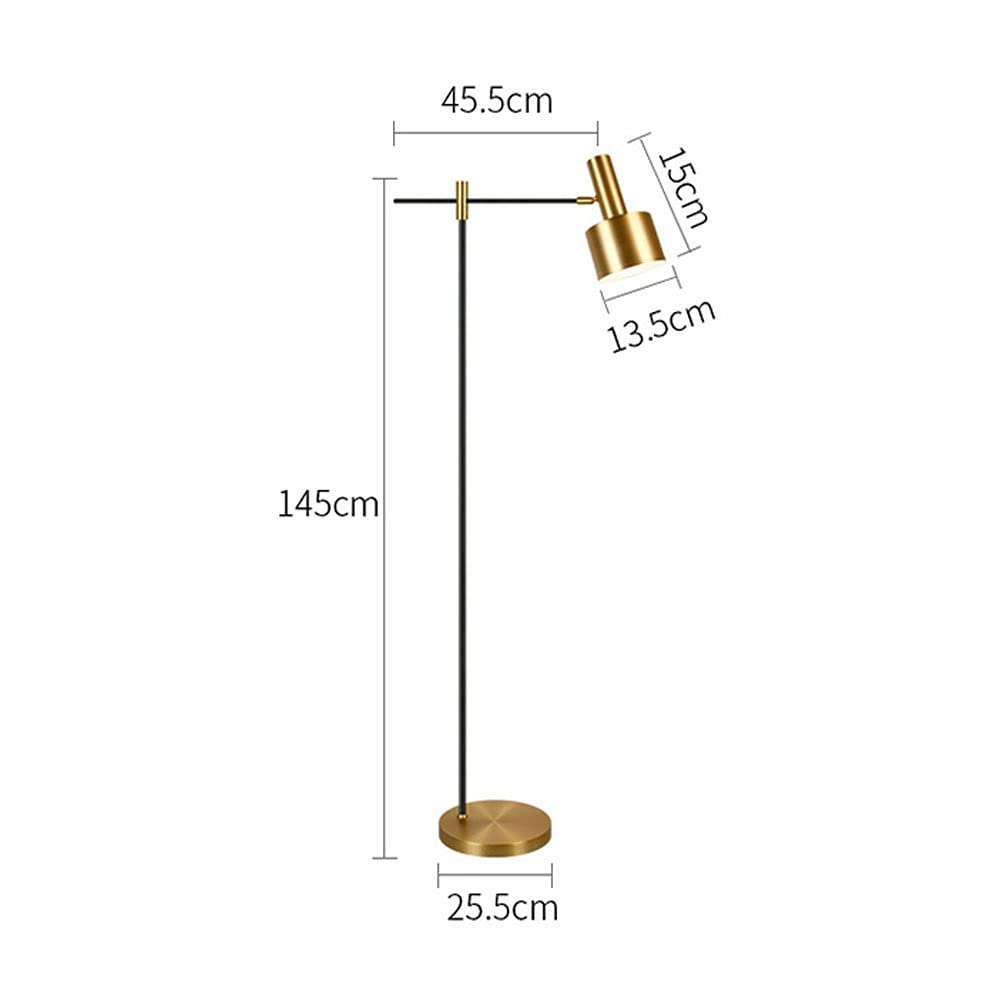 Modern Gold LED Floor Lamp - Eye-Care Vertical Standing Light with Industrial Metal Design, E27 Socket for Living Room & Bedroom | Perfect for Reading, Relaxing & Home Decor Lighting