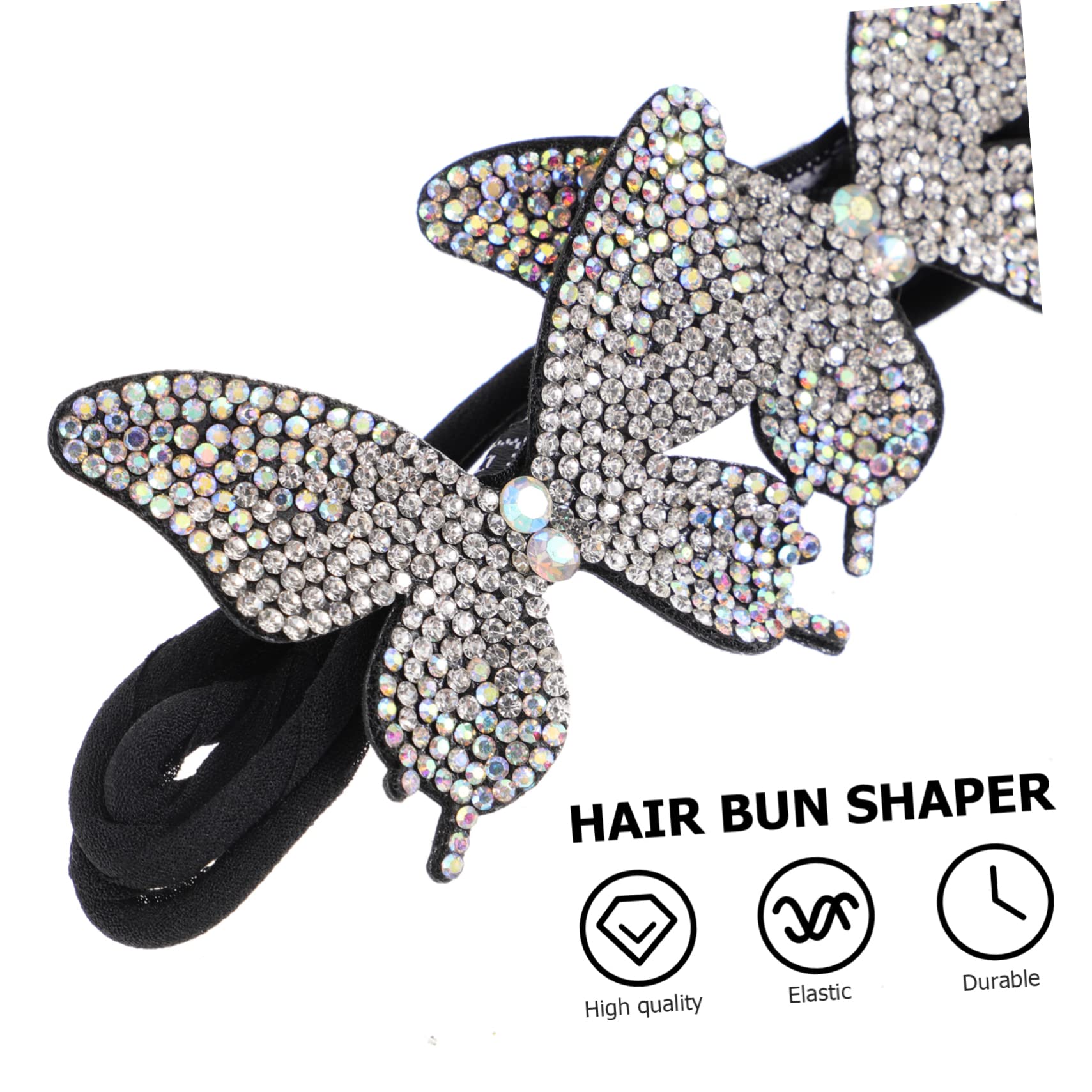 BIUDECO Silver Butterfly Bun Curler - Hair Bun Shaper & Crystal Bun Maker for Elegant Updos - Perfect for Weddings, Parties & Everyday Chic Hairstyles