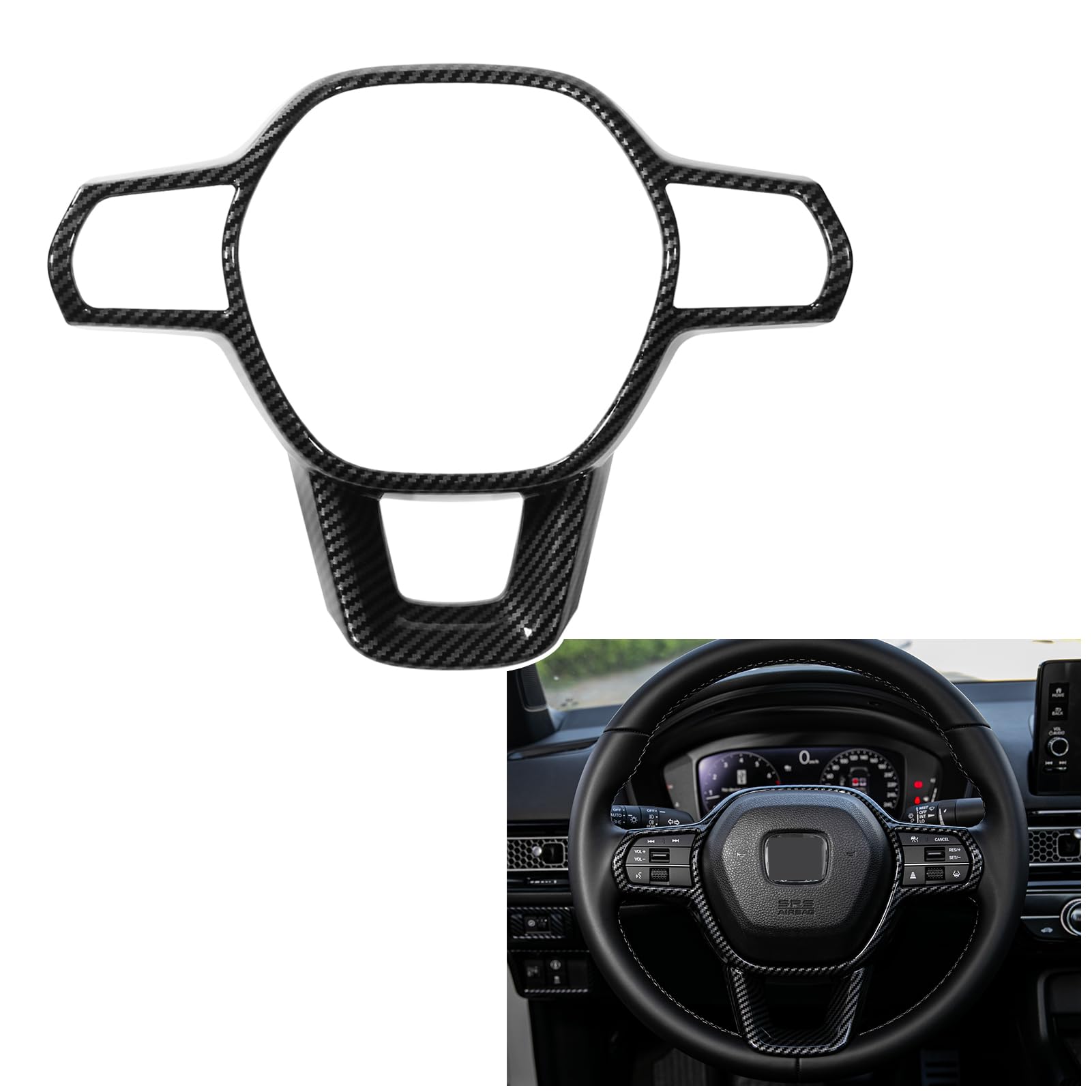 CKE Carbon Fiber Style Car Center Console Cover & Dashboard Trim Frame Compatible with Honda Civic 2022-2025, Accord, CRV, HRV 2023-2025 - Interior Accessories for Car Protection & Style Upgrade