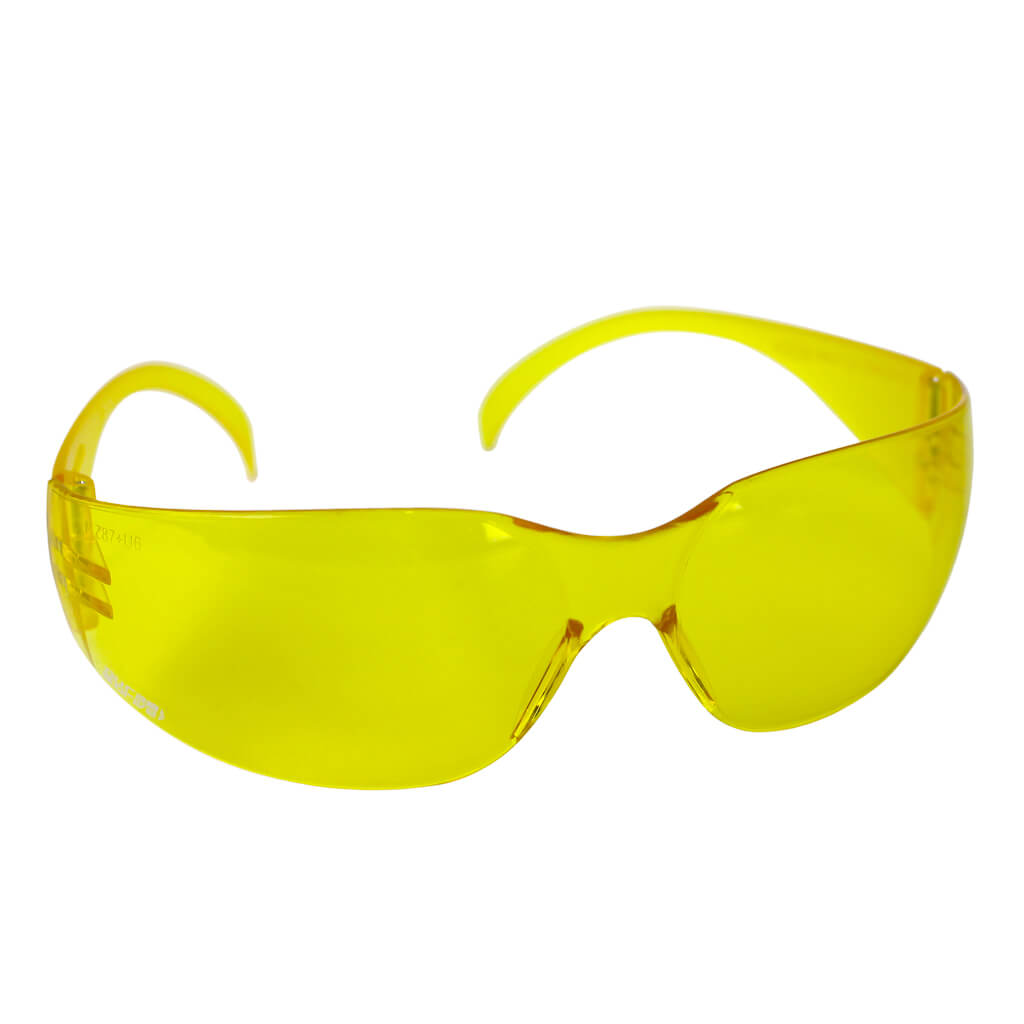 DuraDrive Low Light Amber Lens Frameless Safety Glasses - ANSI Z87.1 Certified for Construction, Shooting & Night Driving - Enhanced Visibility & Eye Protection
