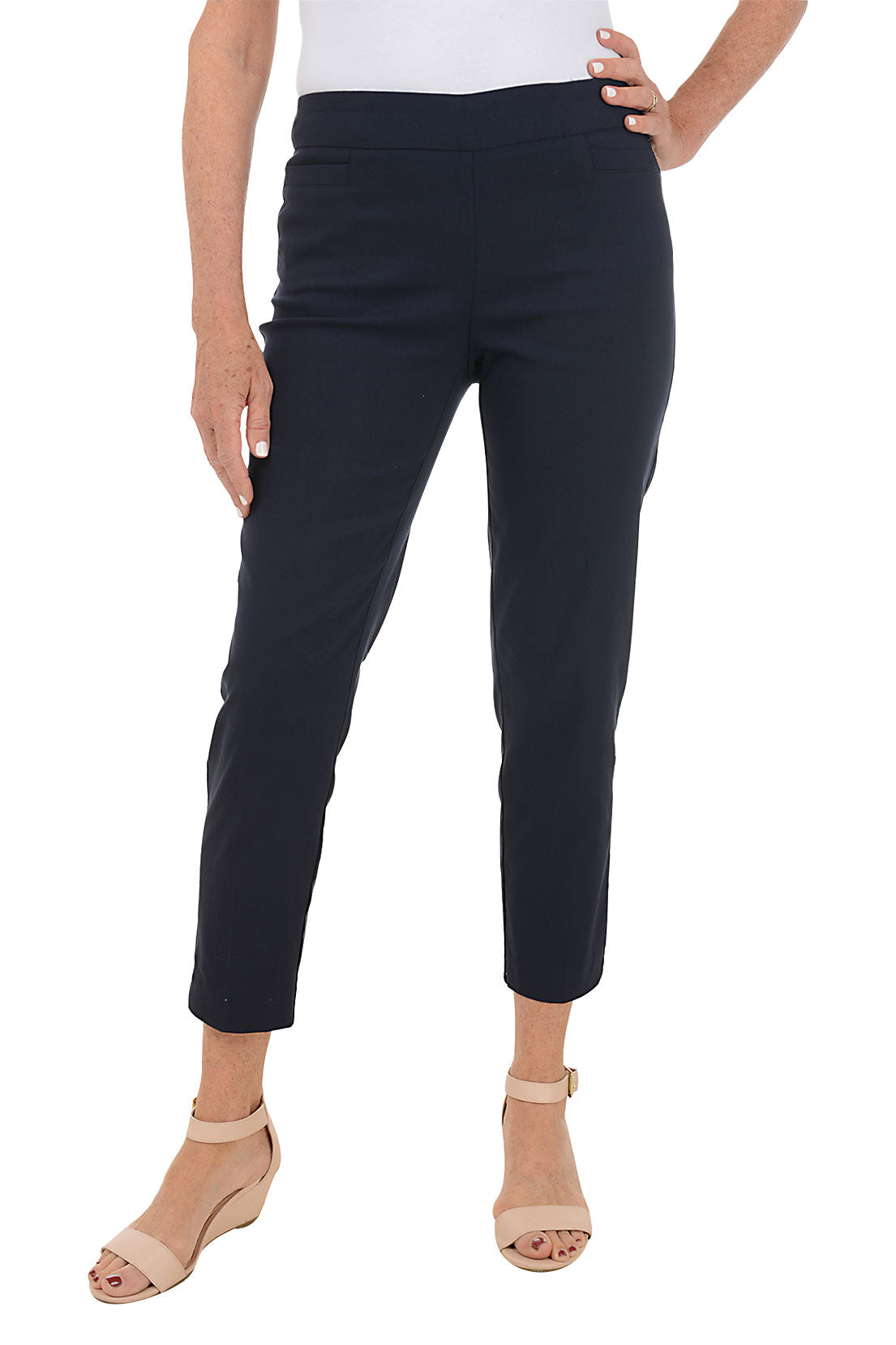 Ultimate Fit Pull On Ankle Pants for Women - Stretchy Comfortable Work Pants for Office, Travel & Casual Wear