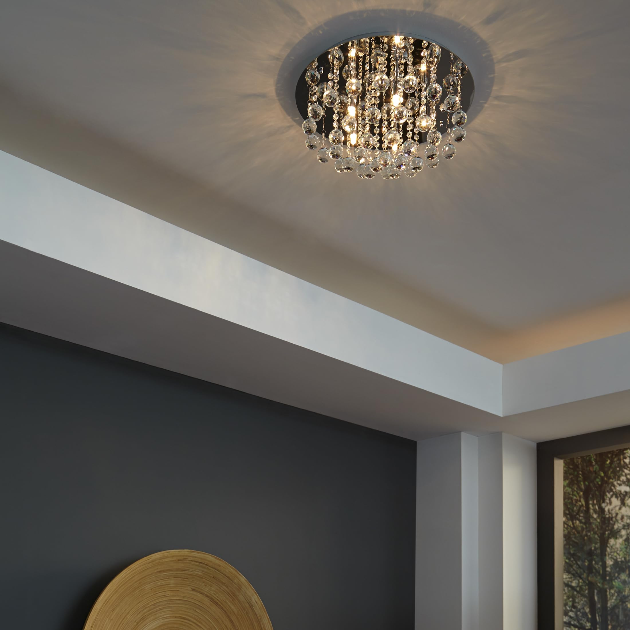 Quoizel Bordeaux 5-Light Polished Chrome Flush Mount Ceiling Light Fixture - Modern Lighting for Bedroom, Kitchen, Hallway & Living Room