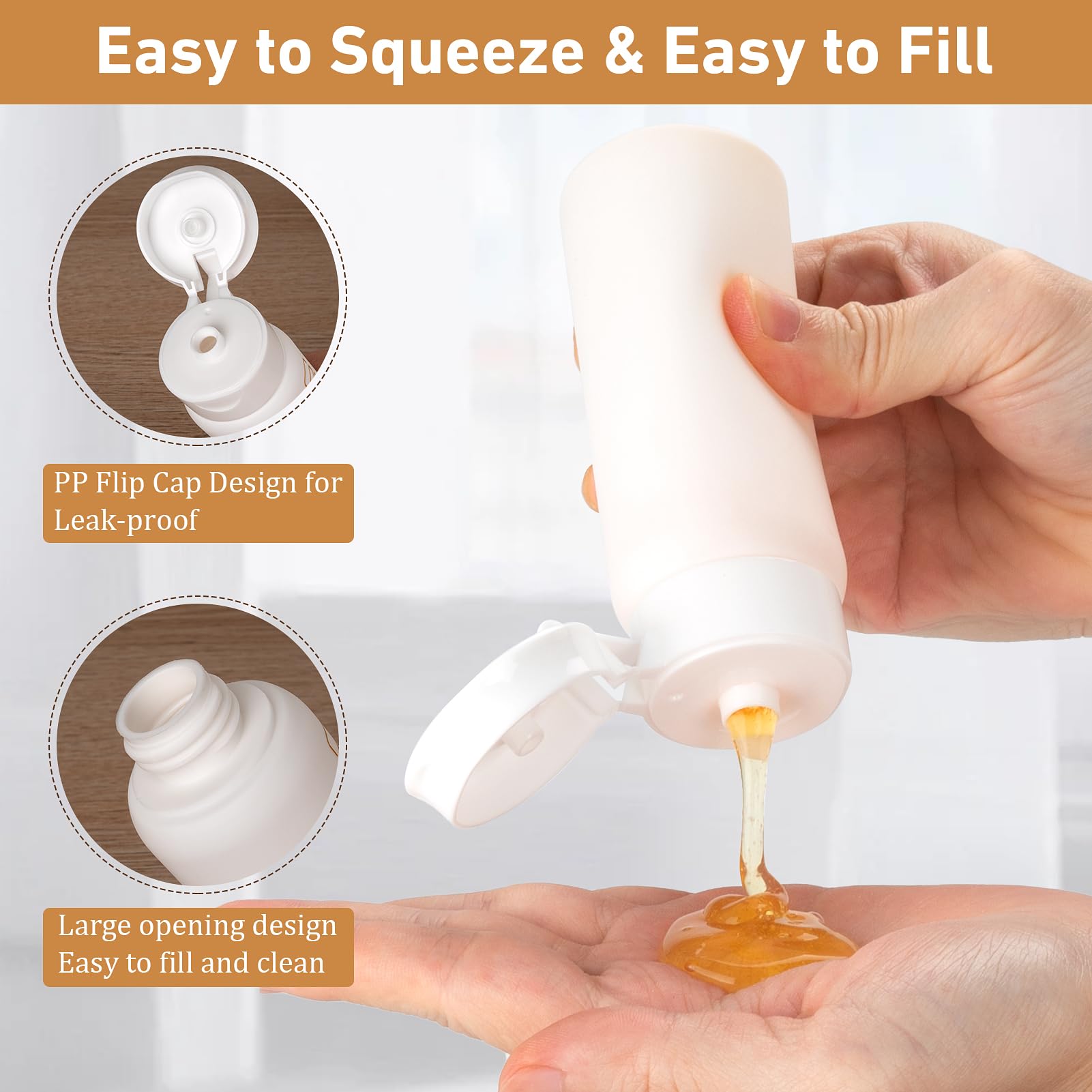 5-Piece TSA Approved Travel Bottles Set - 3.38 oz Leak-Proof Refillable Squeeze Bottles for Shampoo, Conditioner & Toiletries | Perfect for Air Travel, Gym & Vacation Essentials