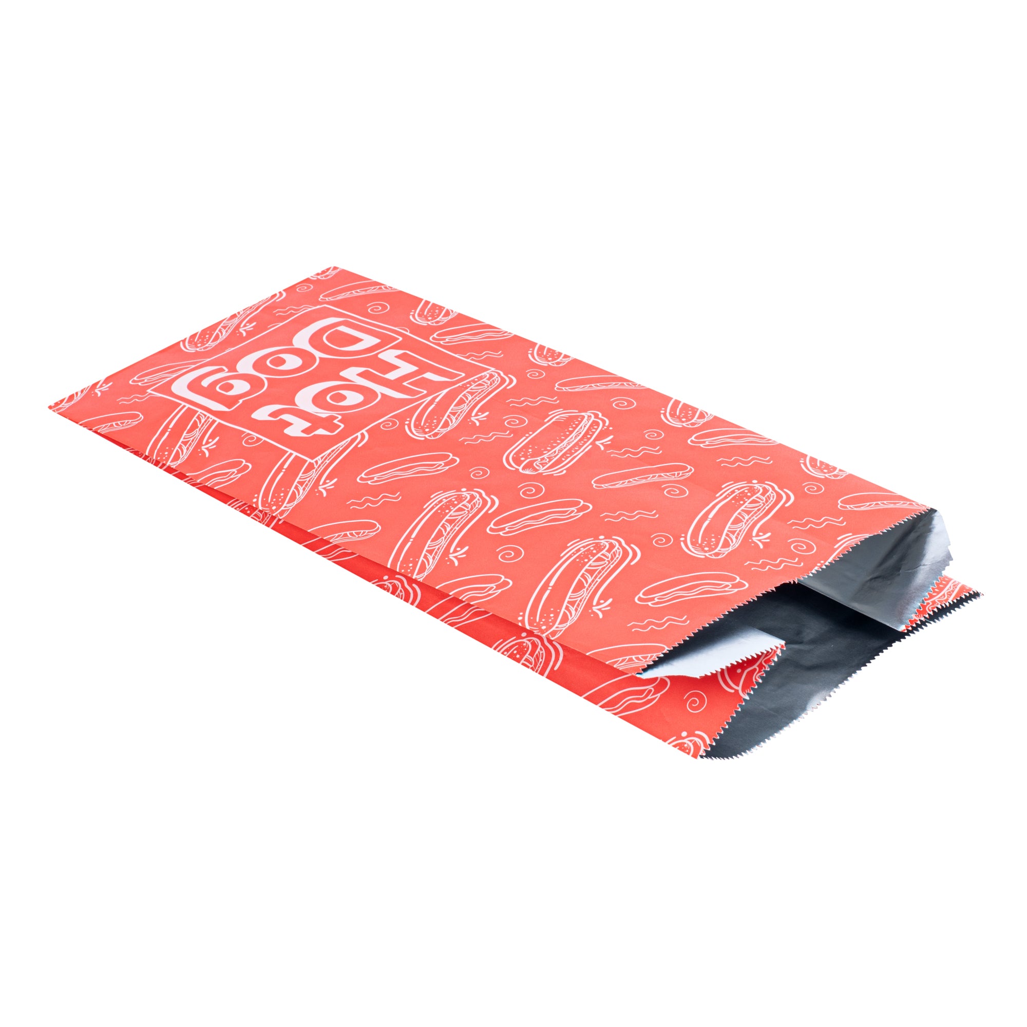 Red Printed Hot Dog Foil Bags - 1/2 Gallon Size (4.25